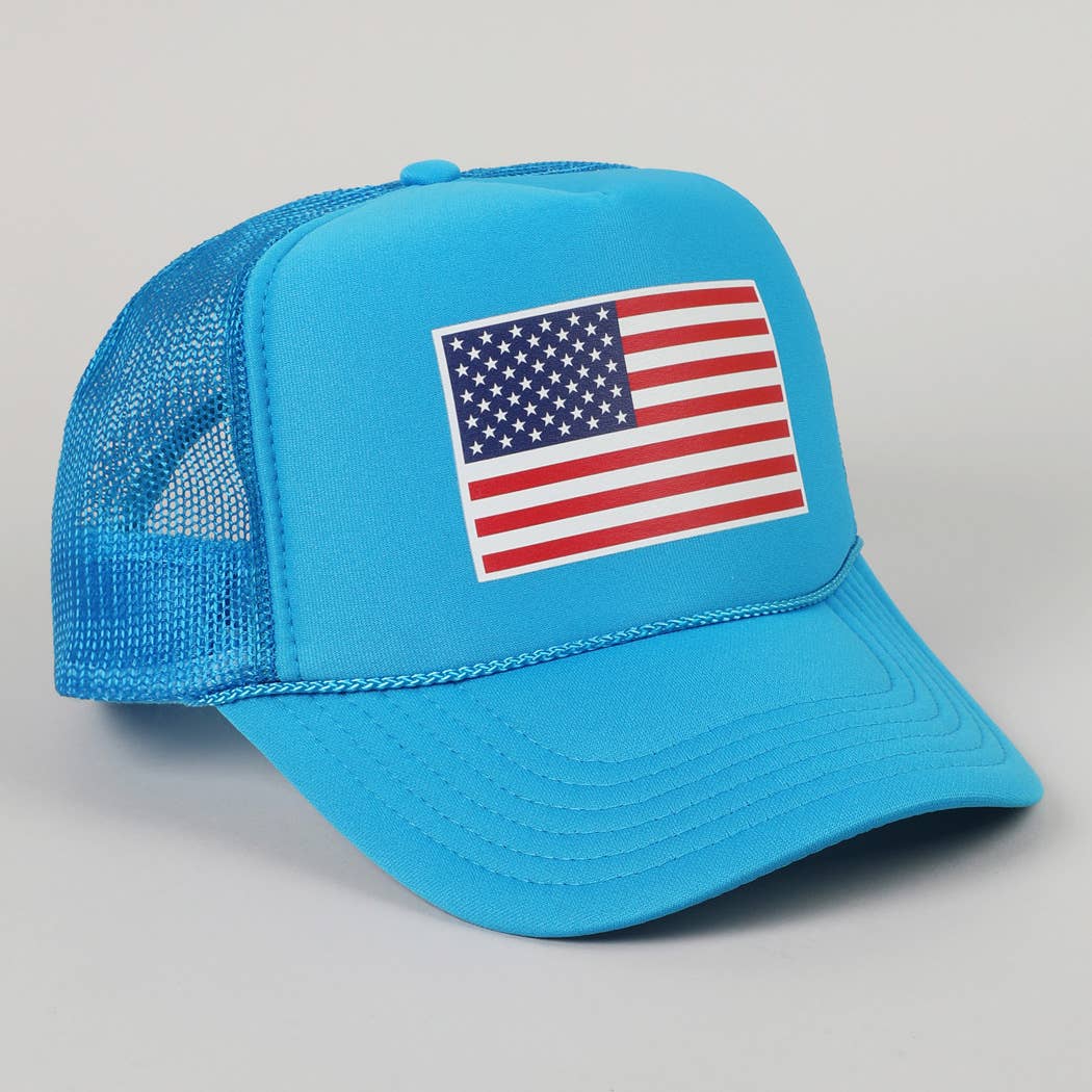 USA Flag Foam Trucker Hat- Blue