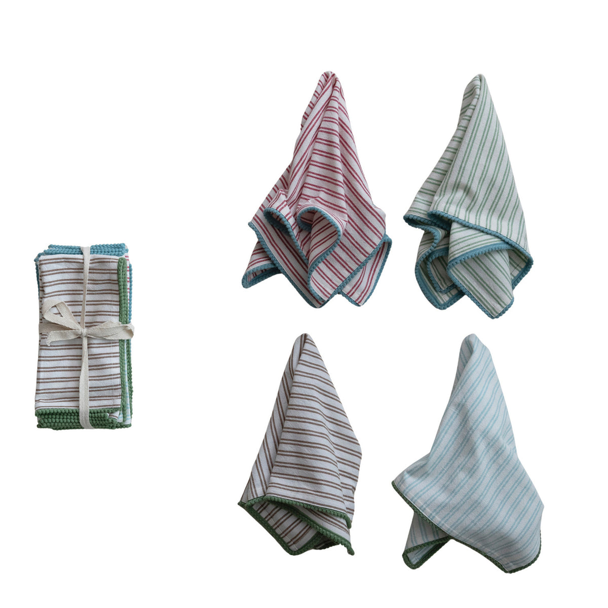 Striped Woven Cotton Napkins (Set of 4)