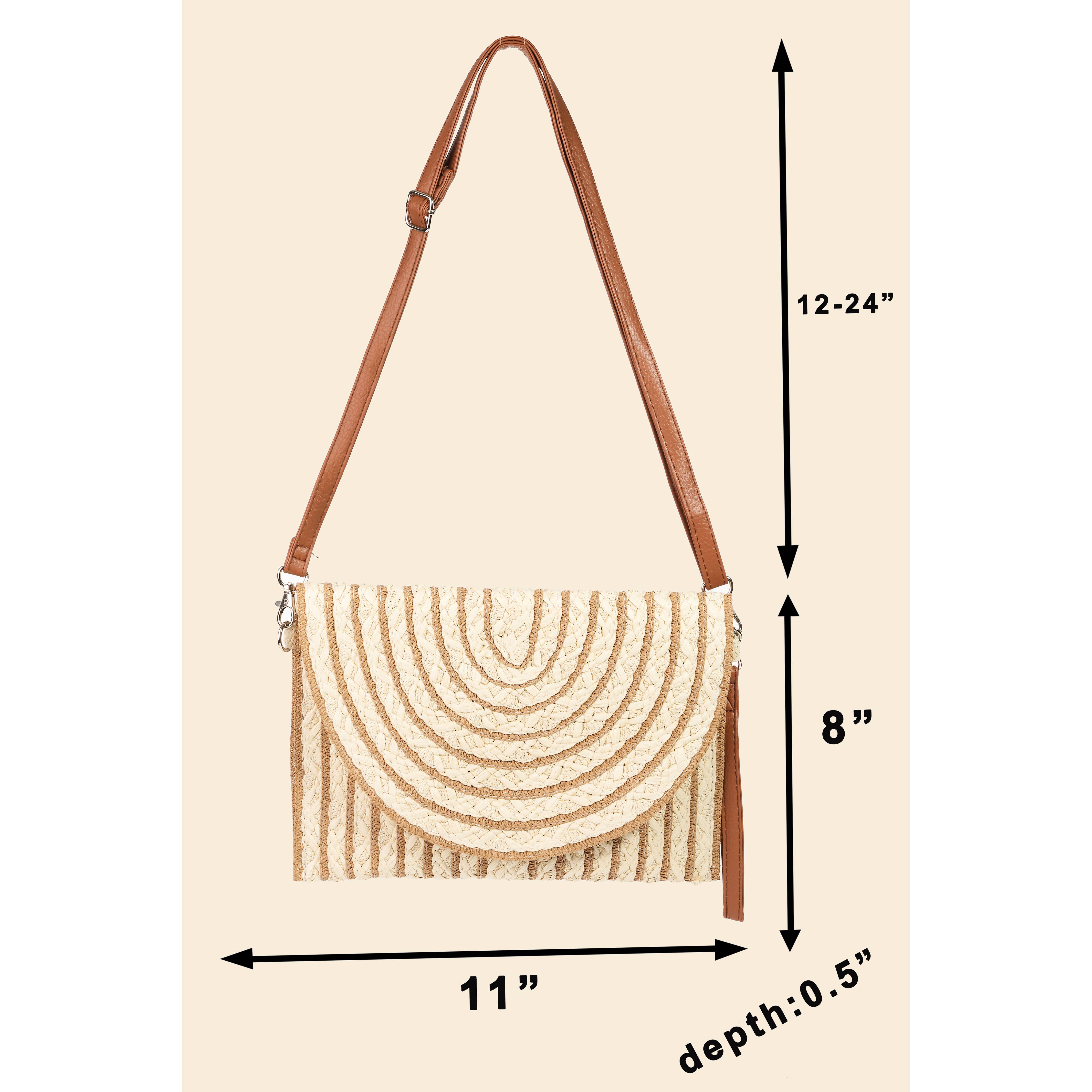 Rectangle Straw Striped Clutch Bag