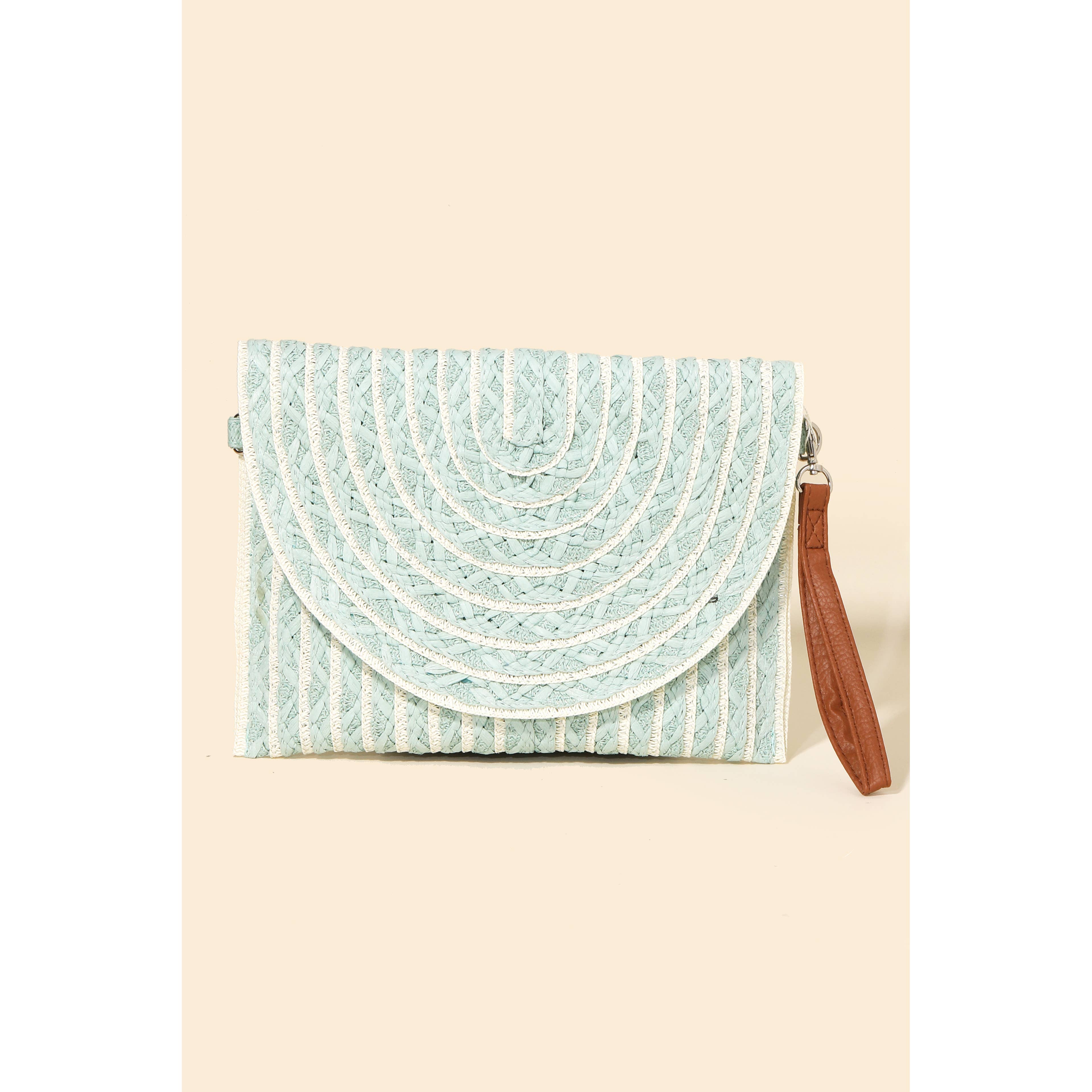 Rectangle Straw Striped Clutch Bag