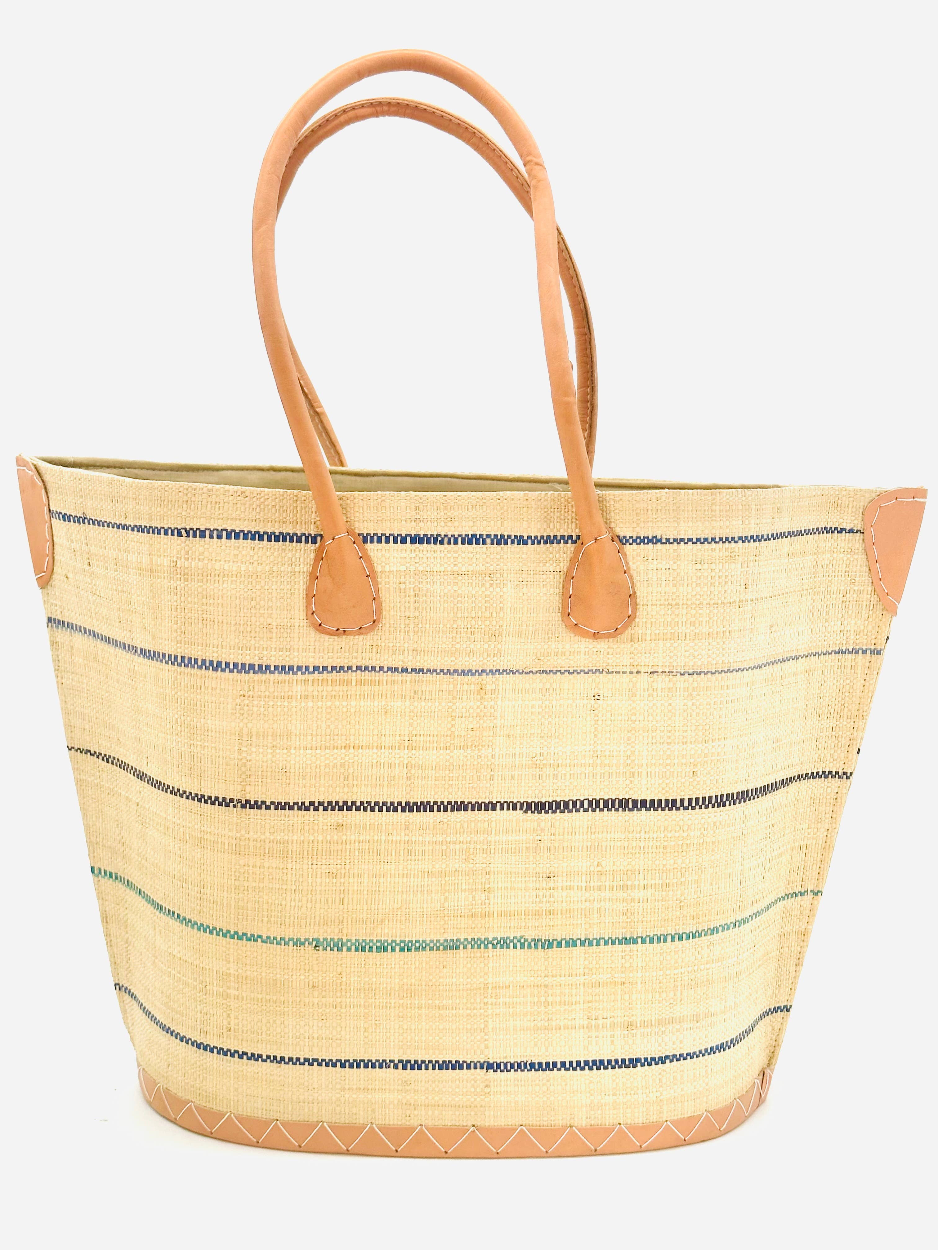 Santa Cruz Pinstripes Small Straw Tote Bag