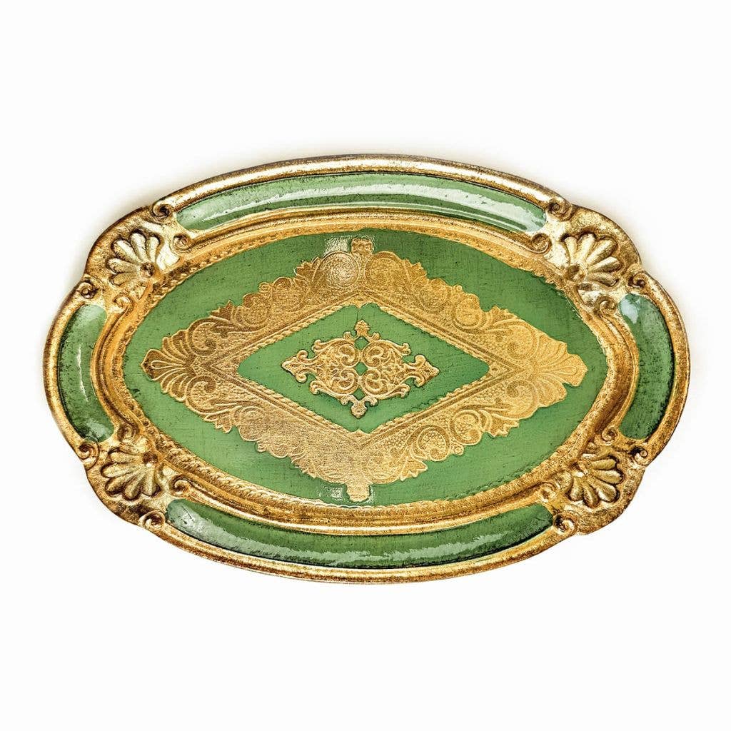 Florentine Carved Wood Oval Mini Tray, Made in Italy