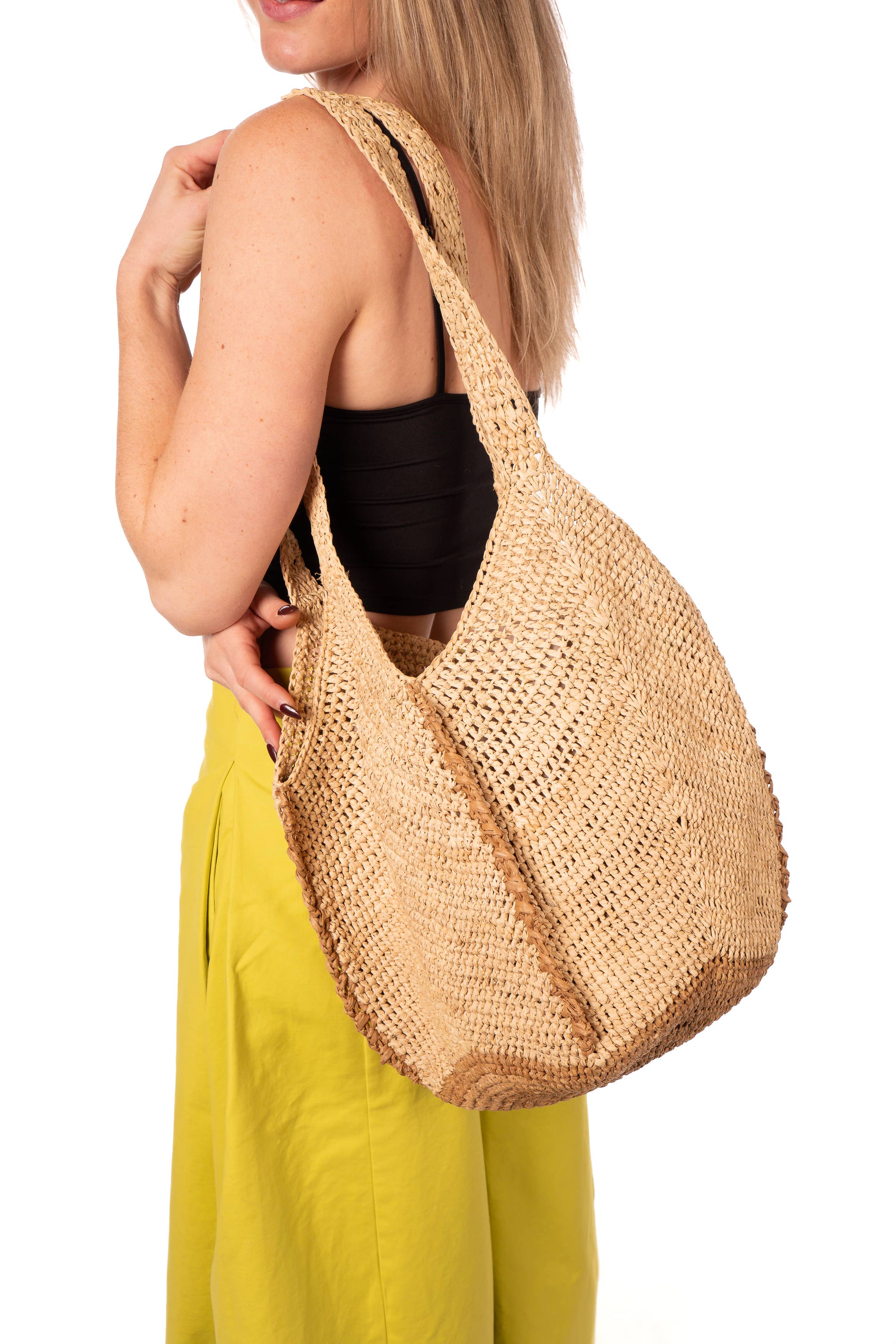 Sea See Crochet Straw Shoulder Bag