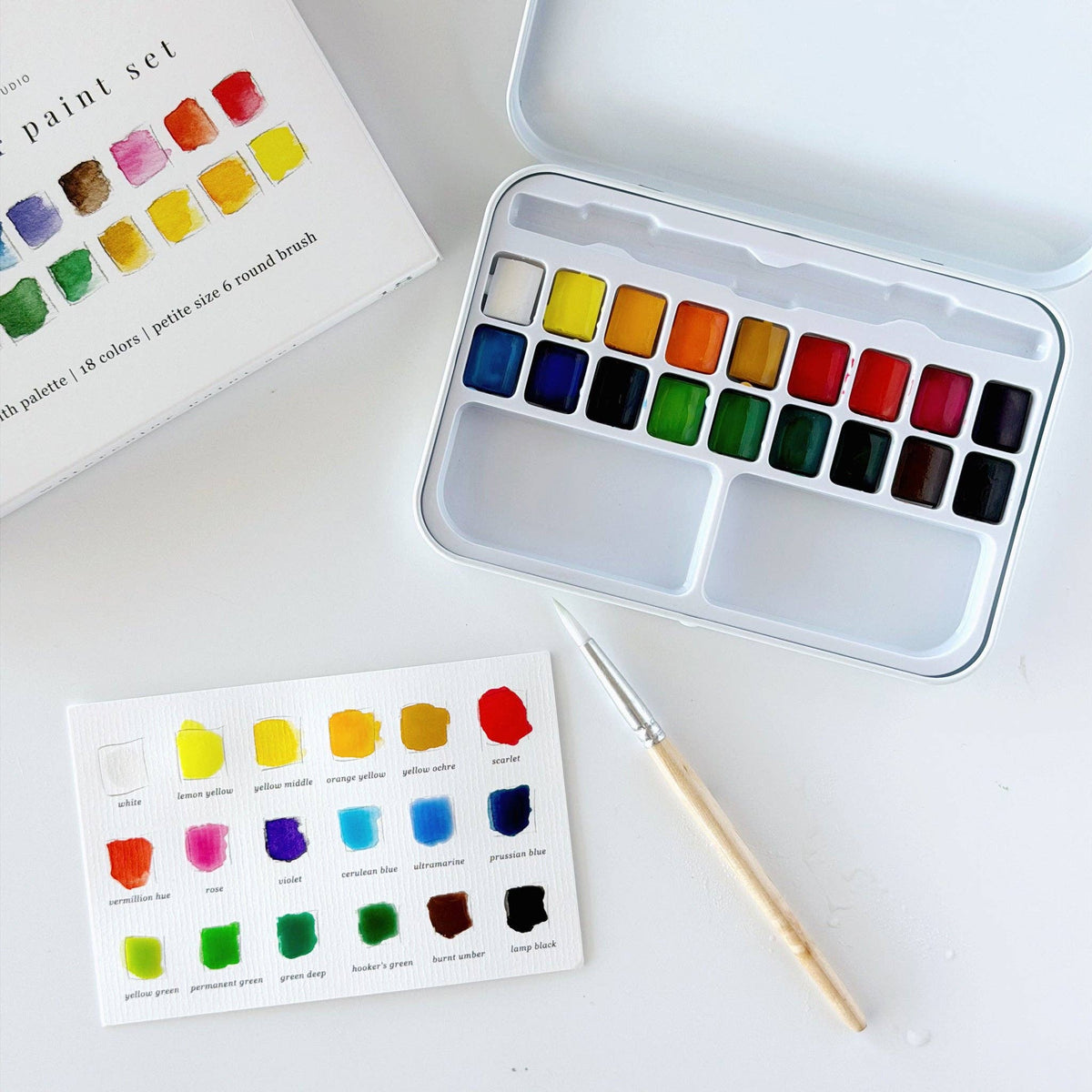 Watercolor Paint Set With Brush - 18 Colors
