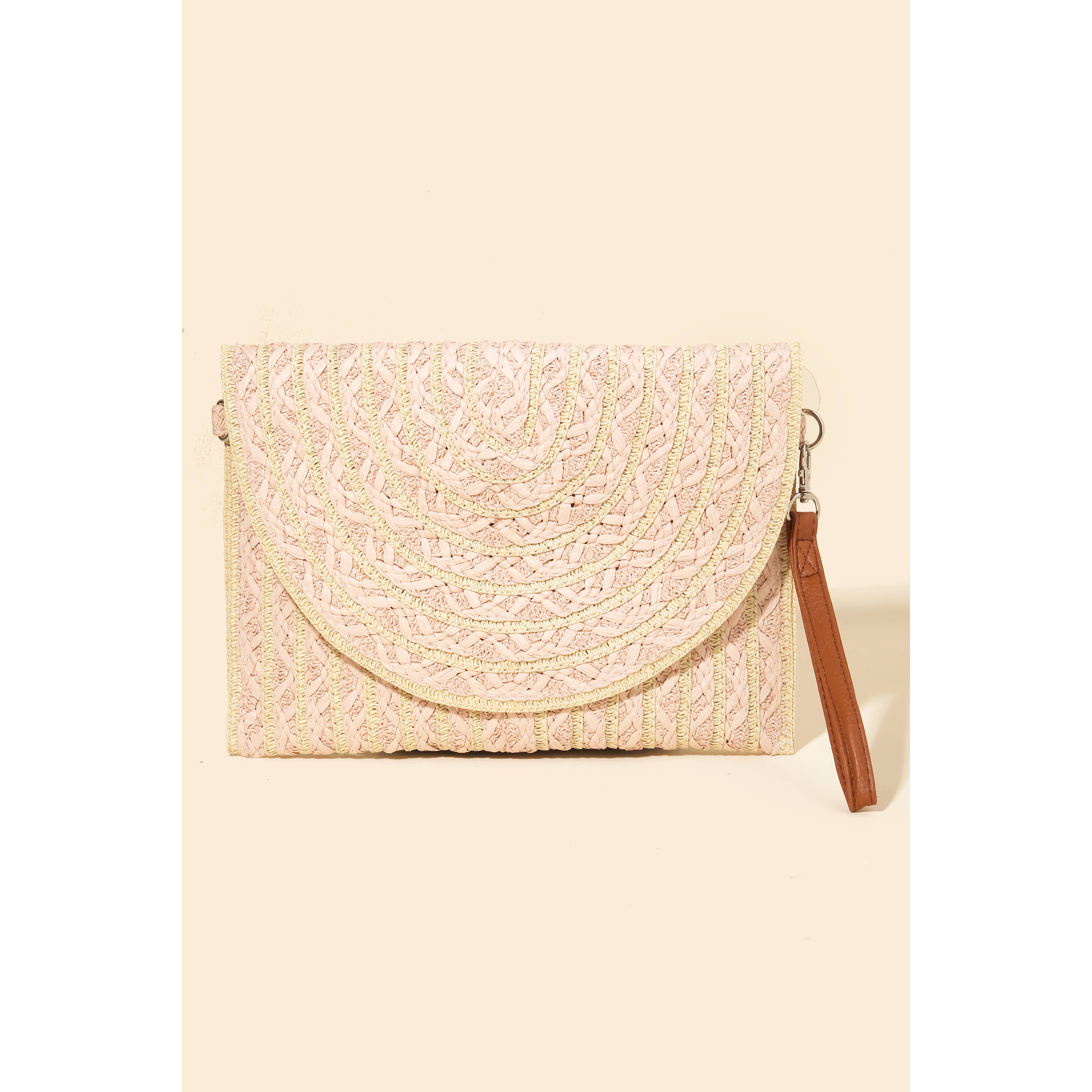 Rectangle Straw Striped Clutch Bag