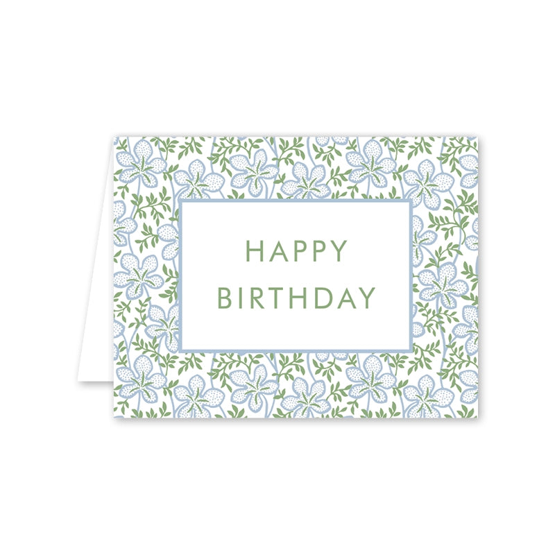 Ghost Blossom Blue Birthday Card