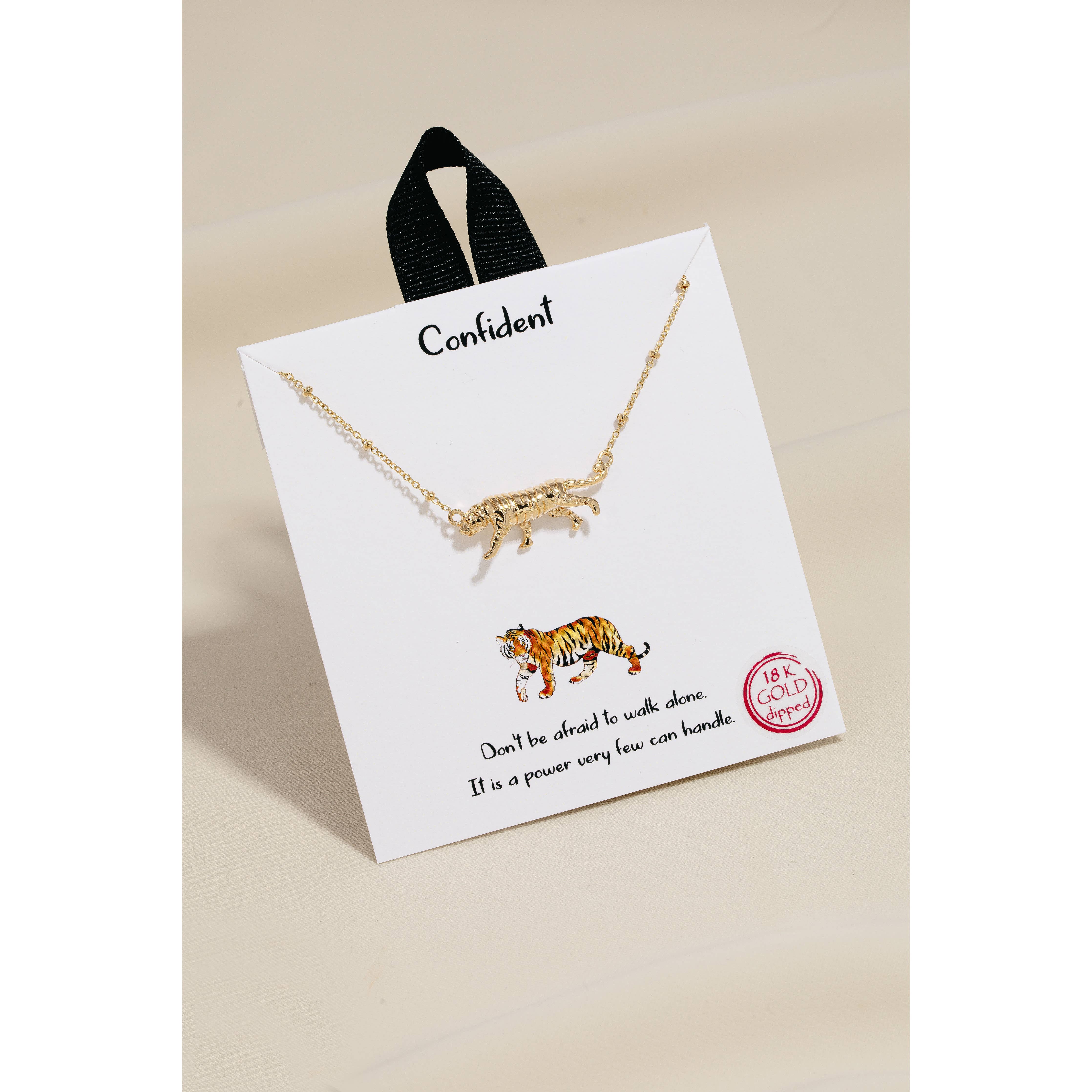 Gold Dipped Tiger Pendant Necklace