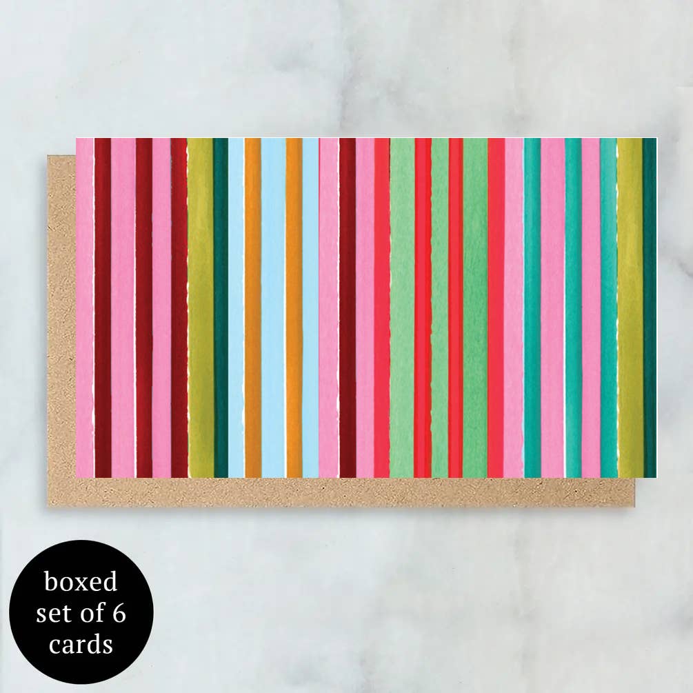 Multi Stripe Mini Card - Boxed Set of 6 | Blank Card