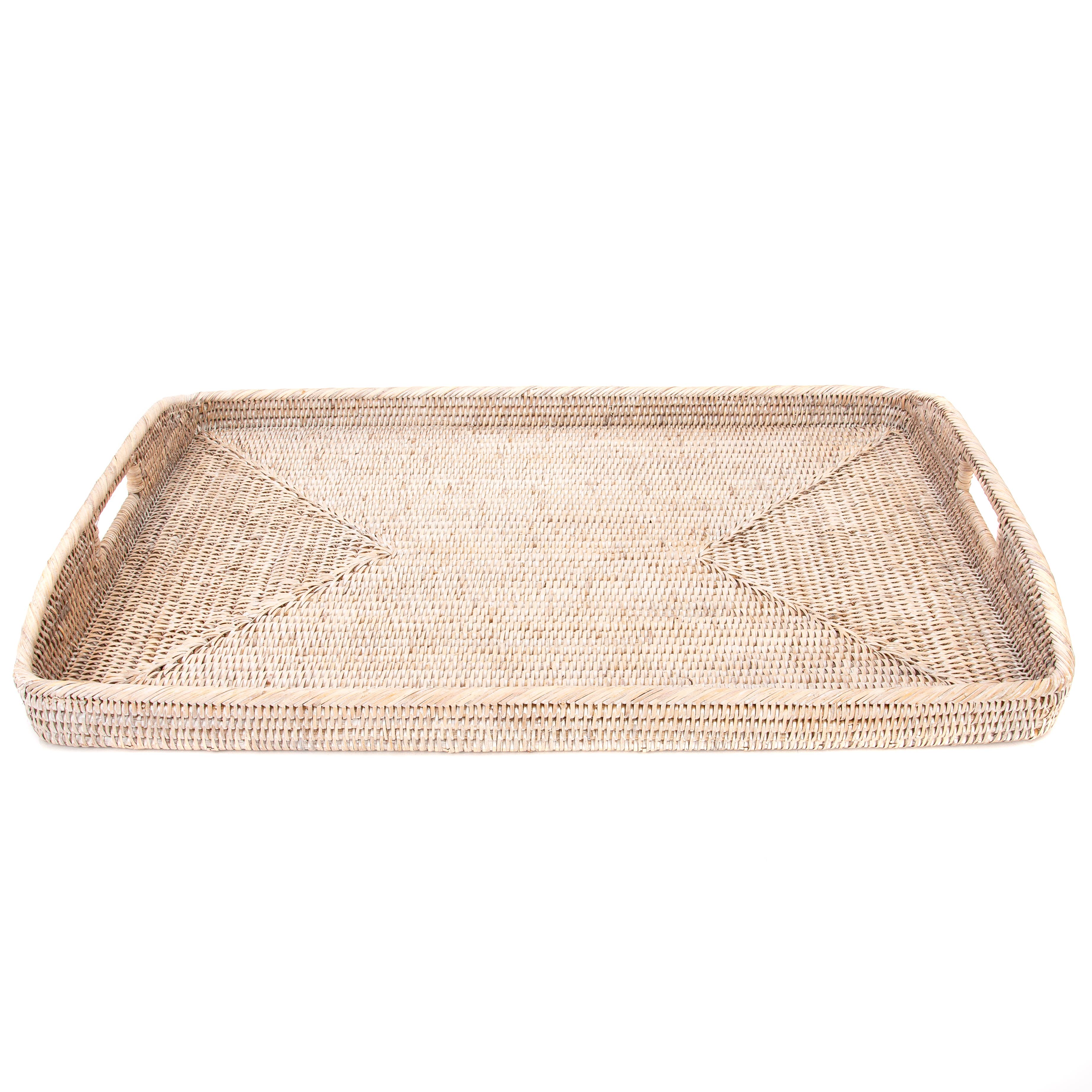 Artifacts Rattan™ Rectangular Ottoman Tray with High Handles