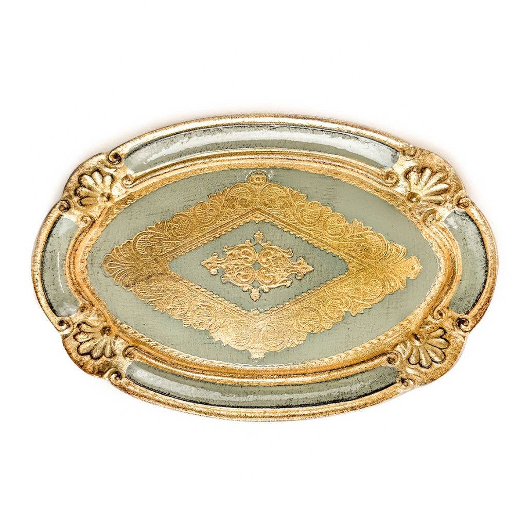 Florentine Carved Wood Oval Mini Tray, Made in Italy
