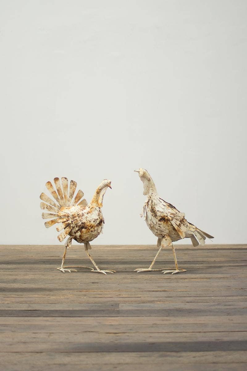 Small Antique White Metal Turkey