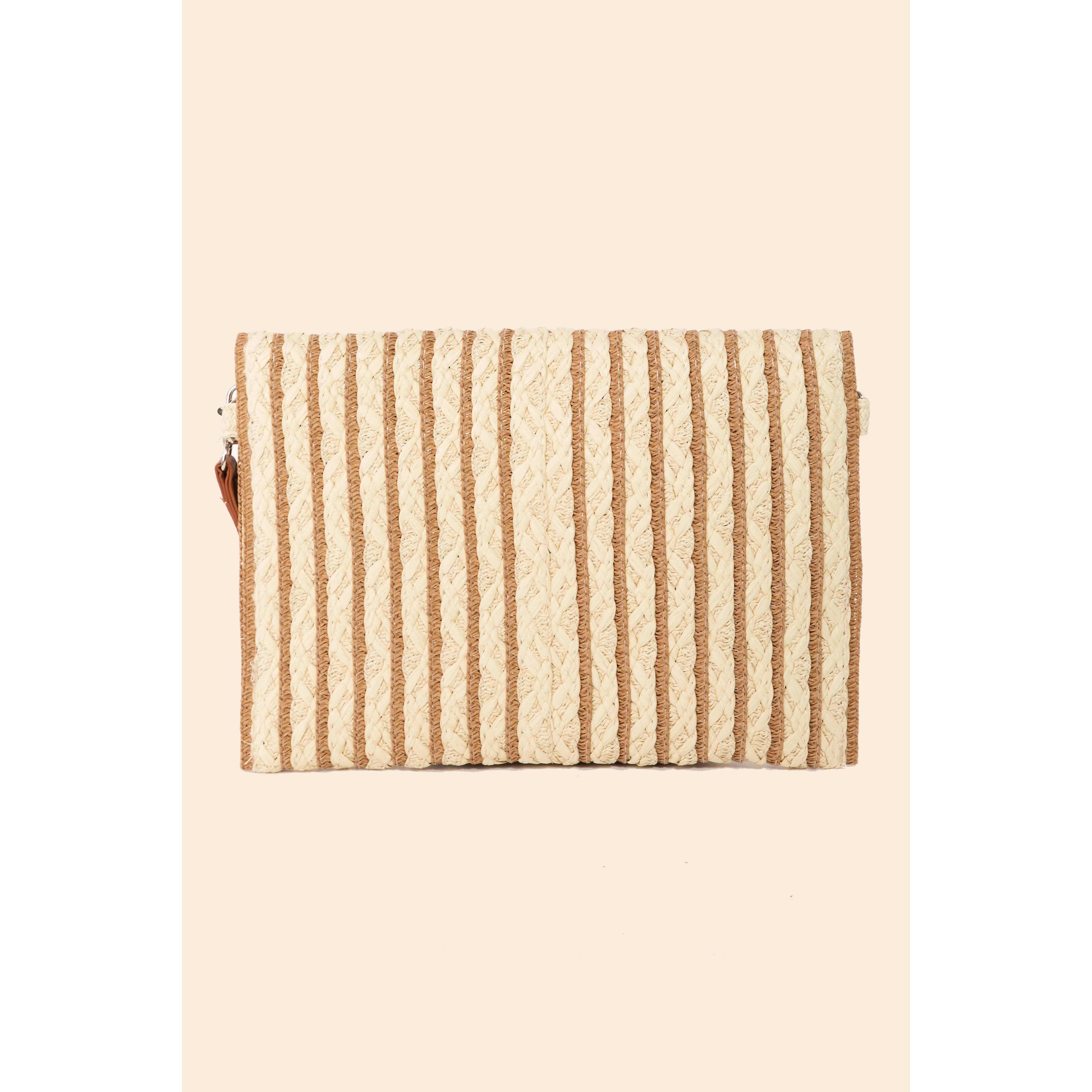 Rectangle Straw Striped Clutch Bag