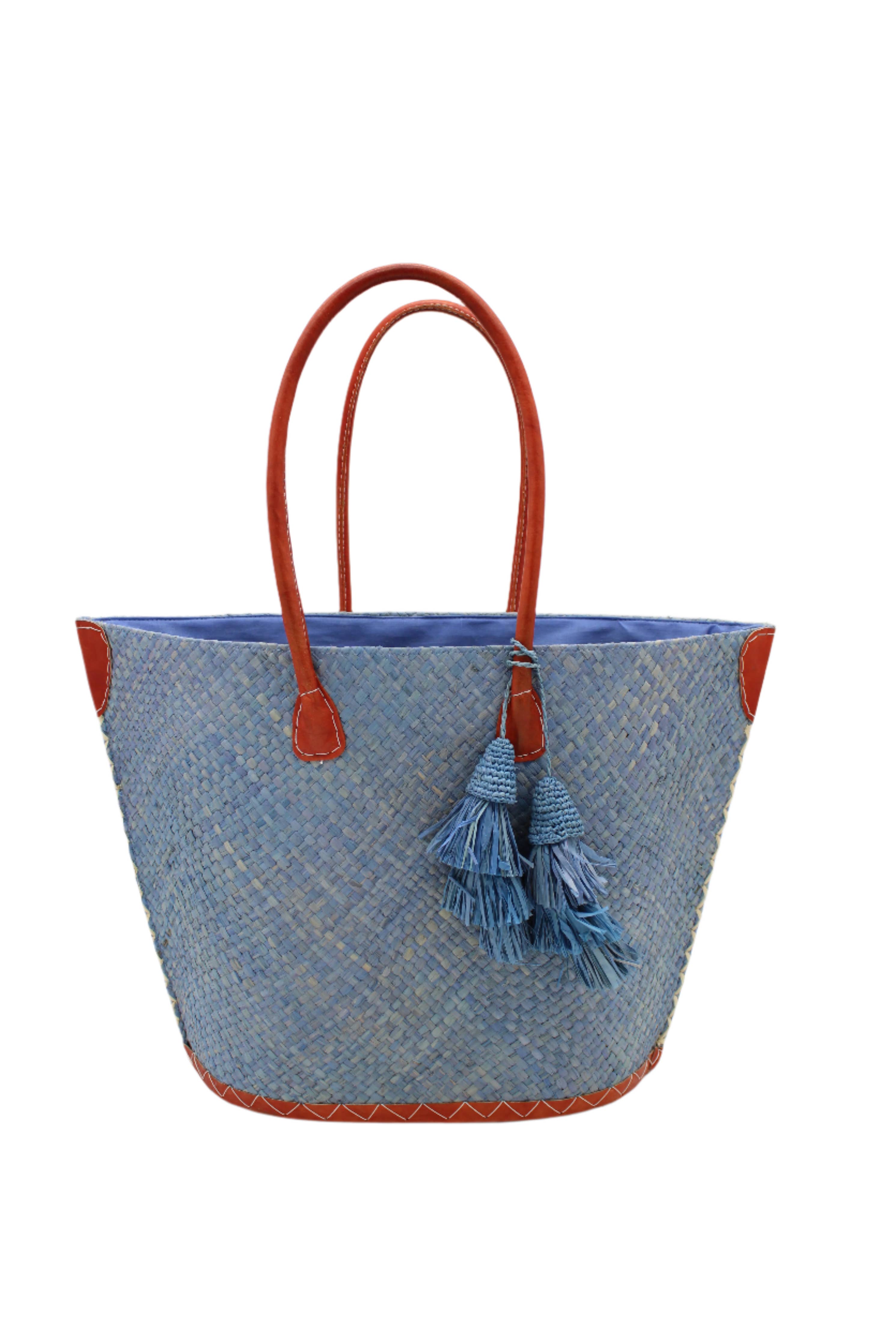 Santa Ynez Woven Small Straw Tote Bag with Tassel Charm