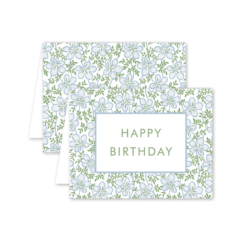 Ghost Blossom Blue Birthday Card