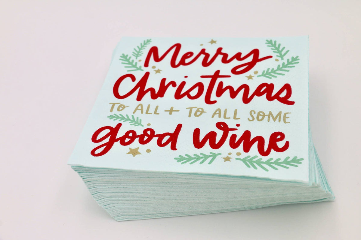 Christmas Cocktail Napkins | To All Some Good Wine - 20ct