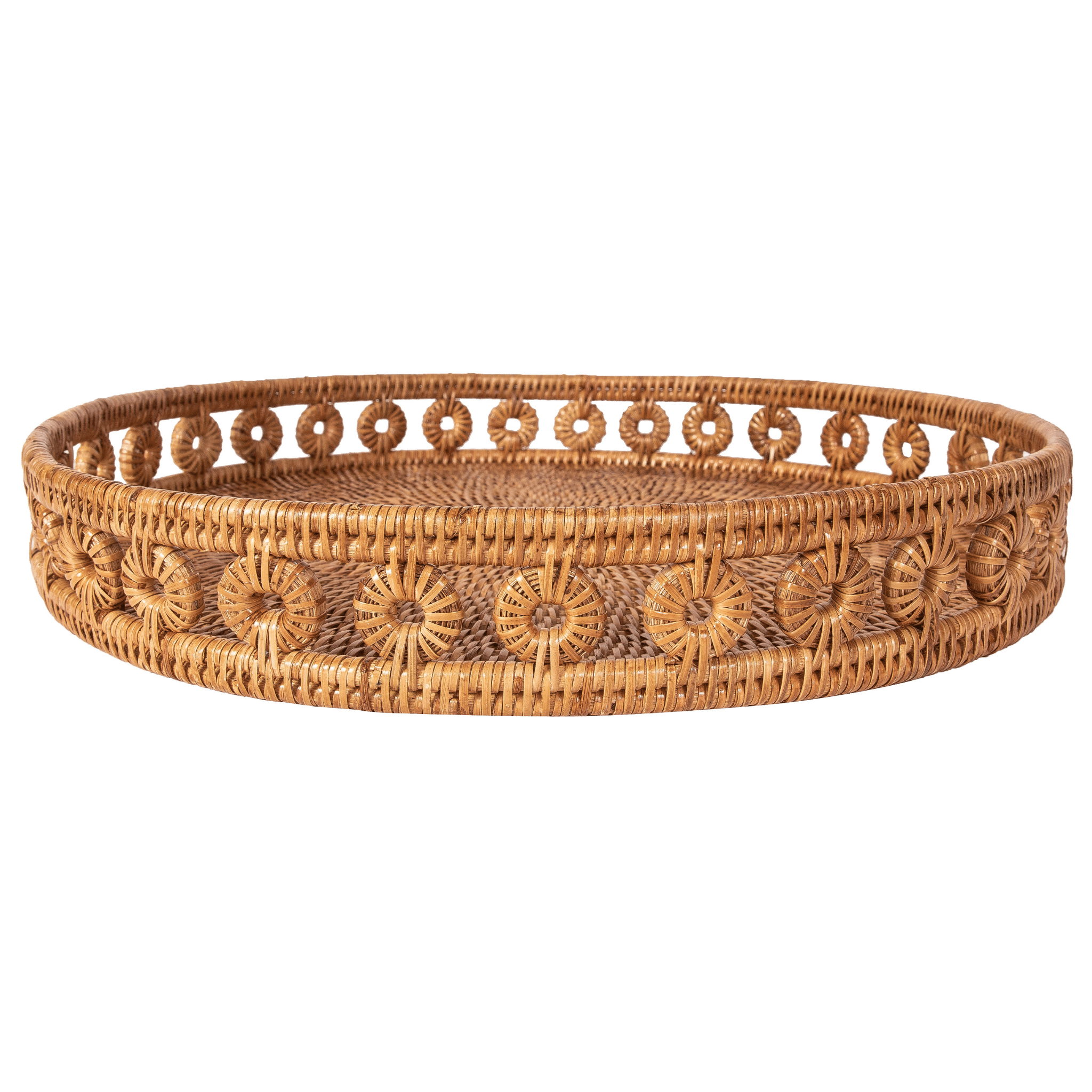 Artifacts Rattan™ Inna Design Round Tray with Glass Insert