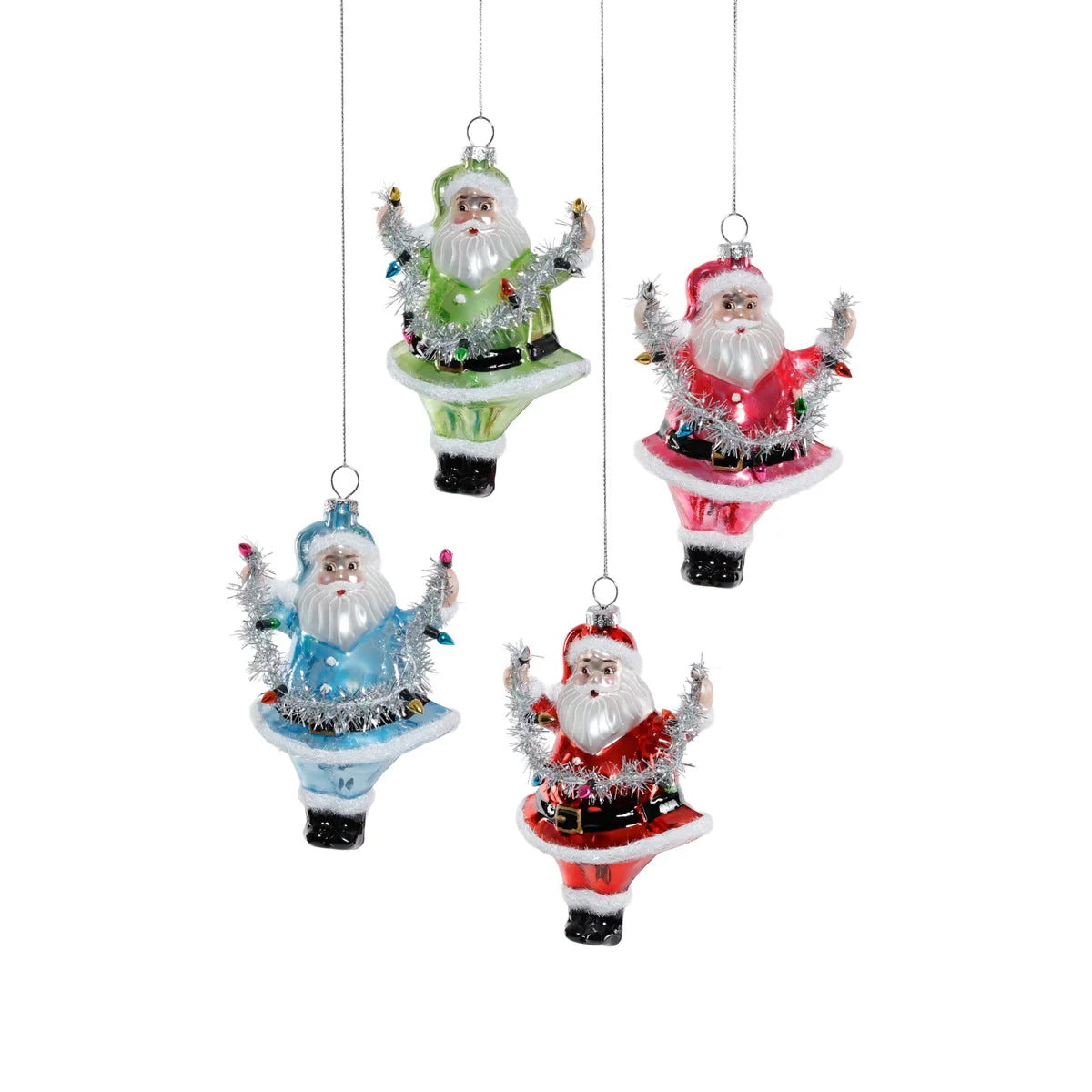 Glass Santa Ornament (Assorted Colors)
