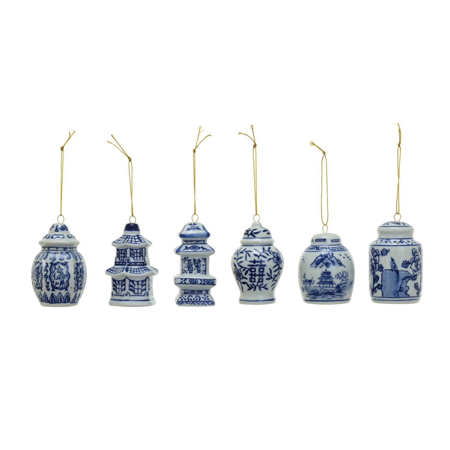Blue & White Stoneware Ginger Jar Ornament