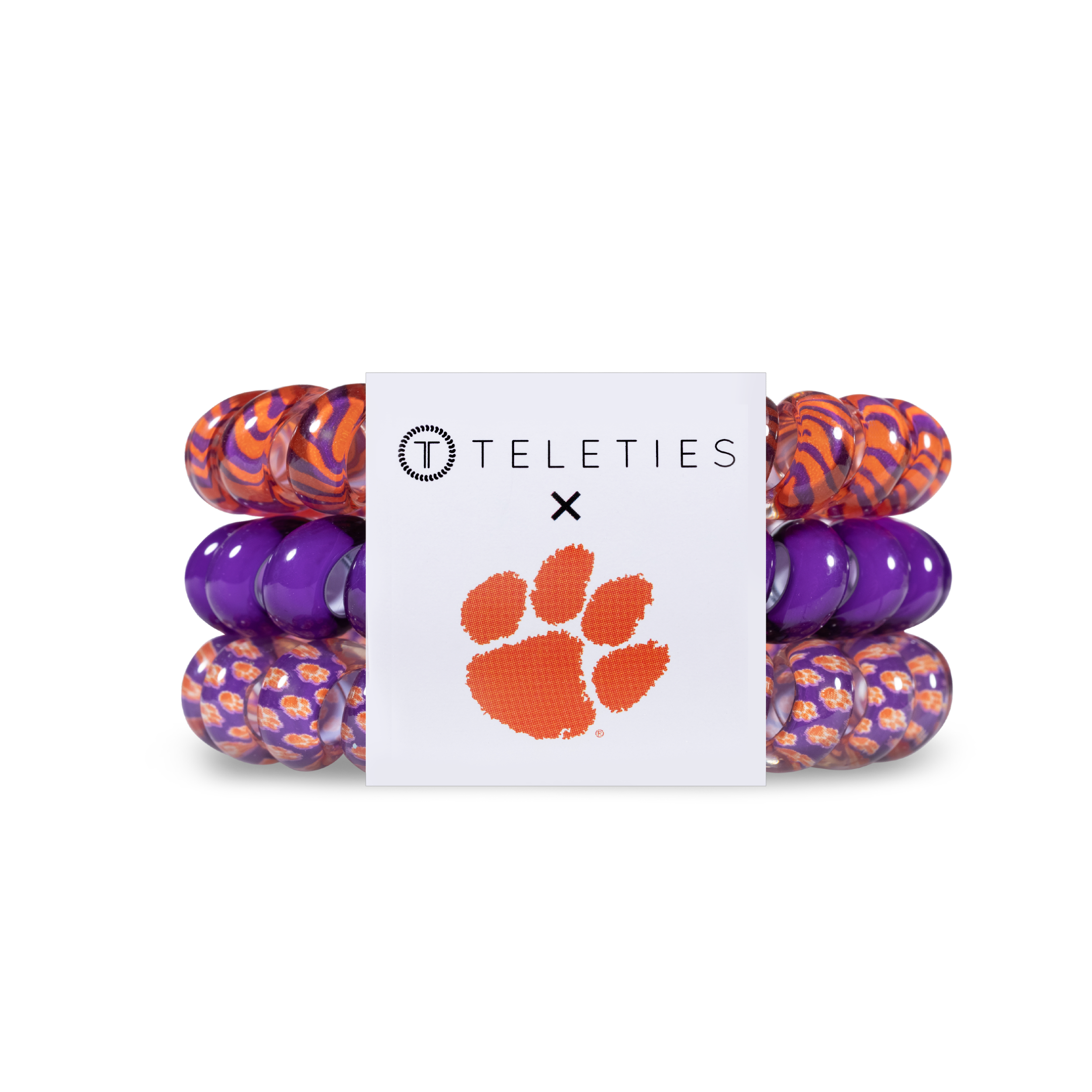 Clemson University - Large Hair Coils, Hair Ties, 3-pack