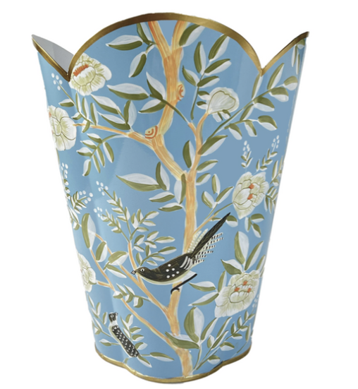 FABULOUS SOFT BLUE CHINOISERIE WASTE PAPER BASKET