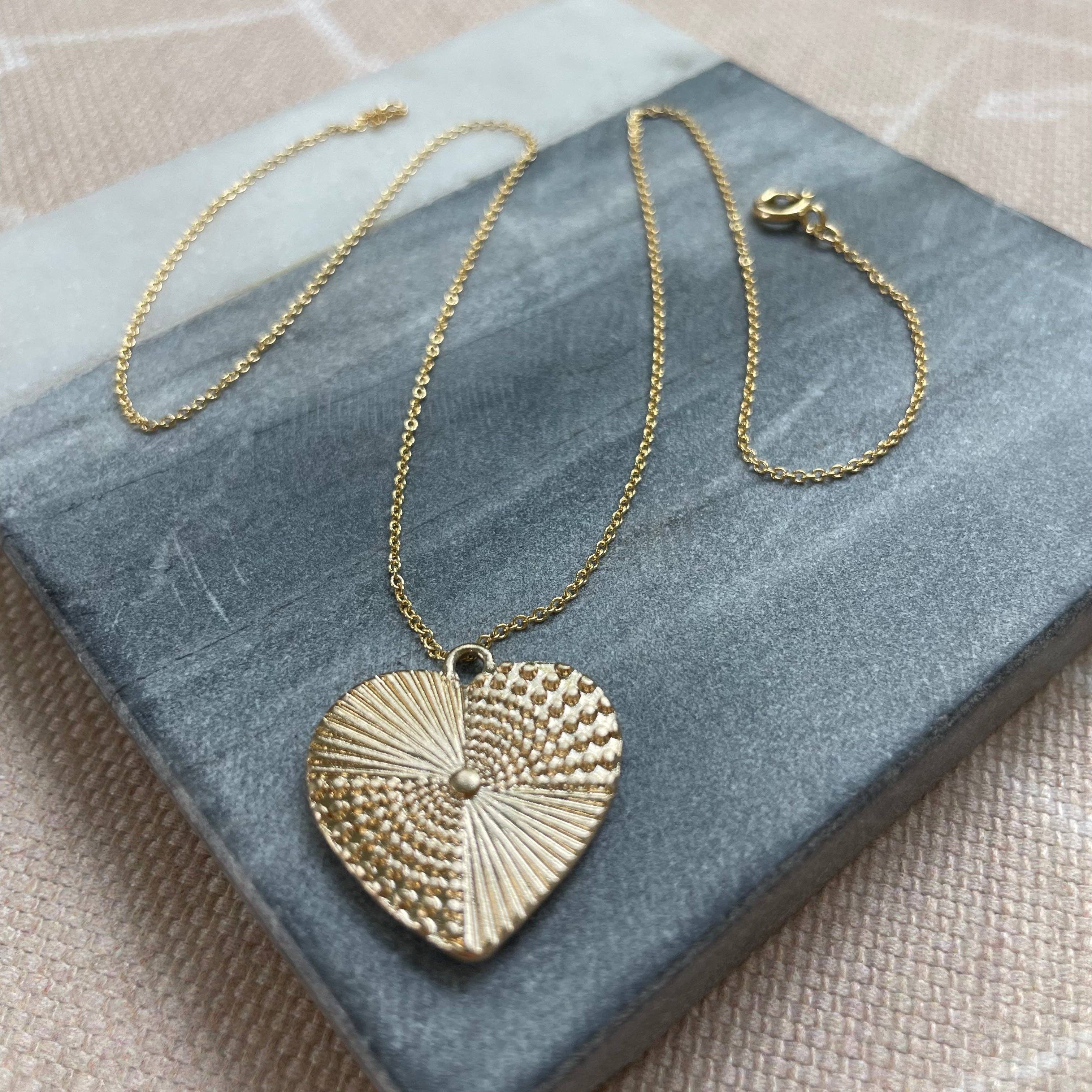 Vintage Inspired Gold Heart Necklace
