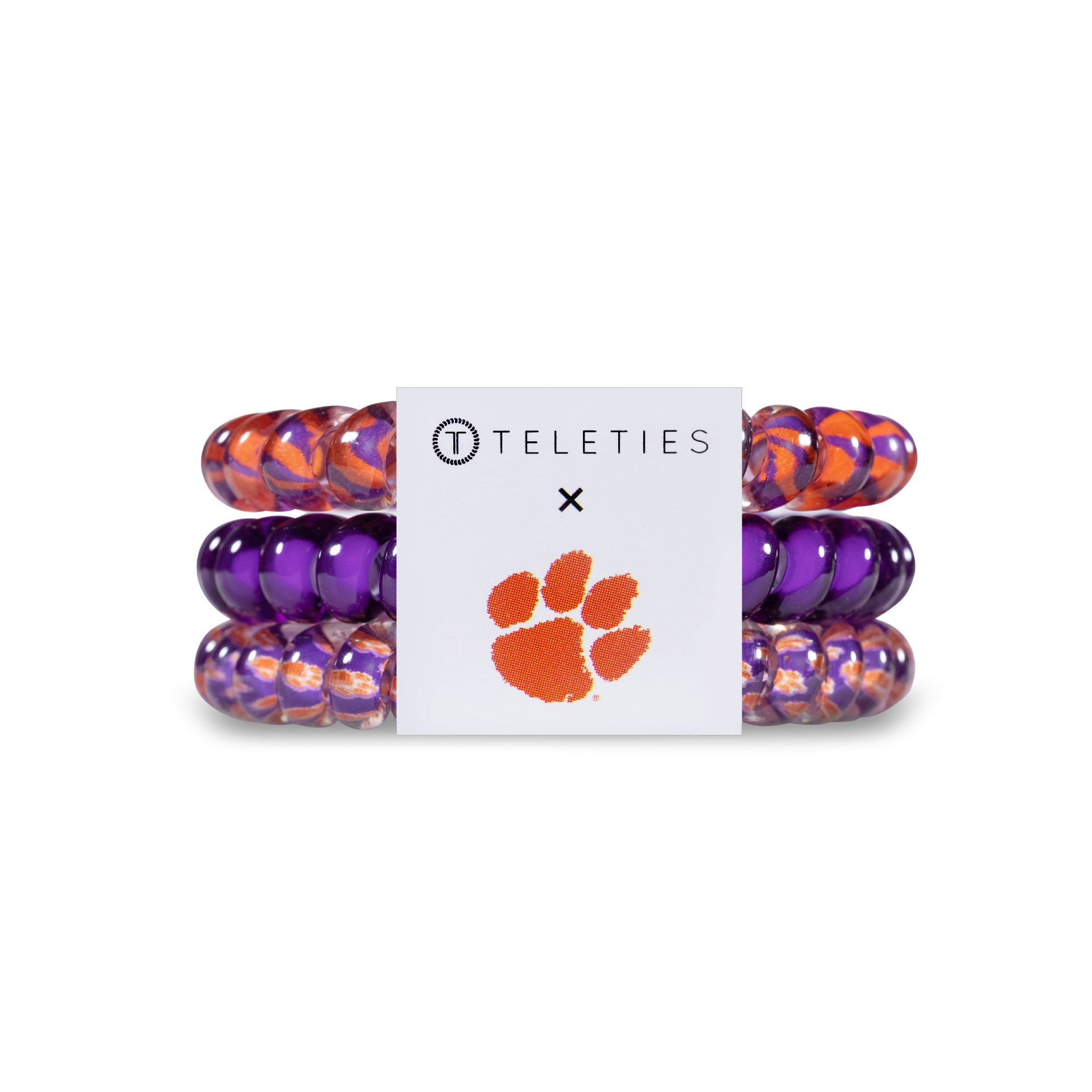 Clemson University - Small Hair Coils, Hair Ties, 3-pack