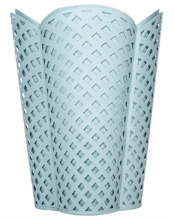 LATTICE SCALLOPED WASTEPAPER BASKET (PALE BLUE)