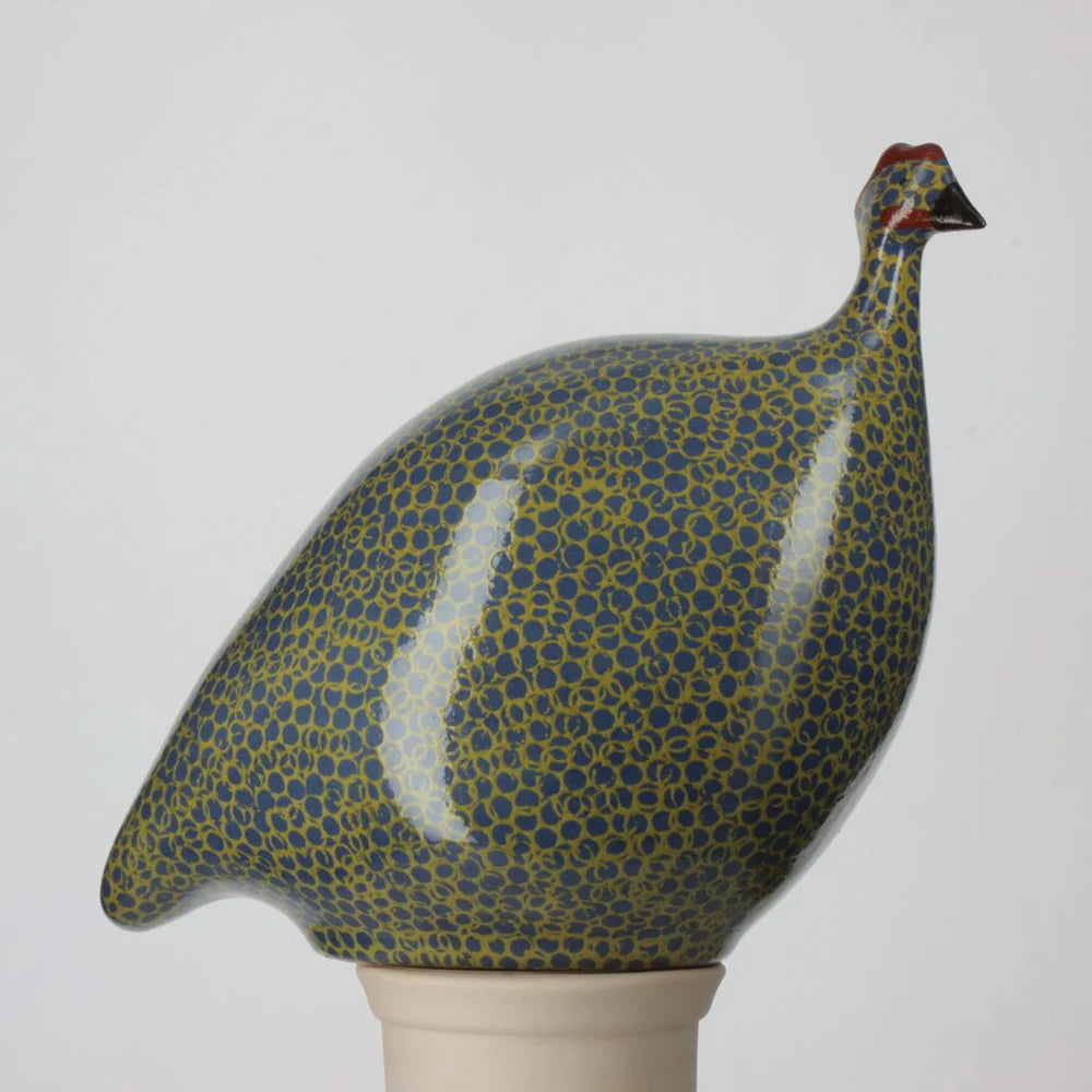 Electric Blue Spotted Green Leaf Guinea Fowl