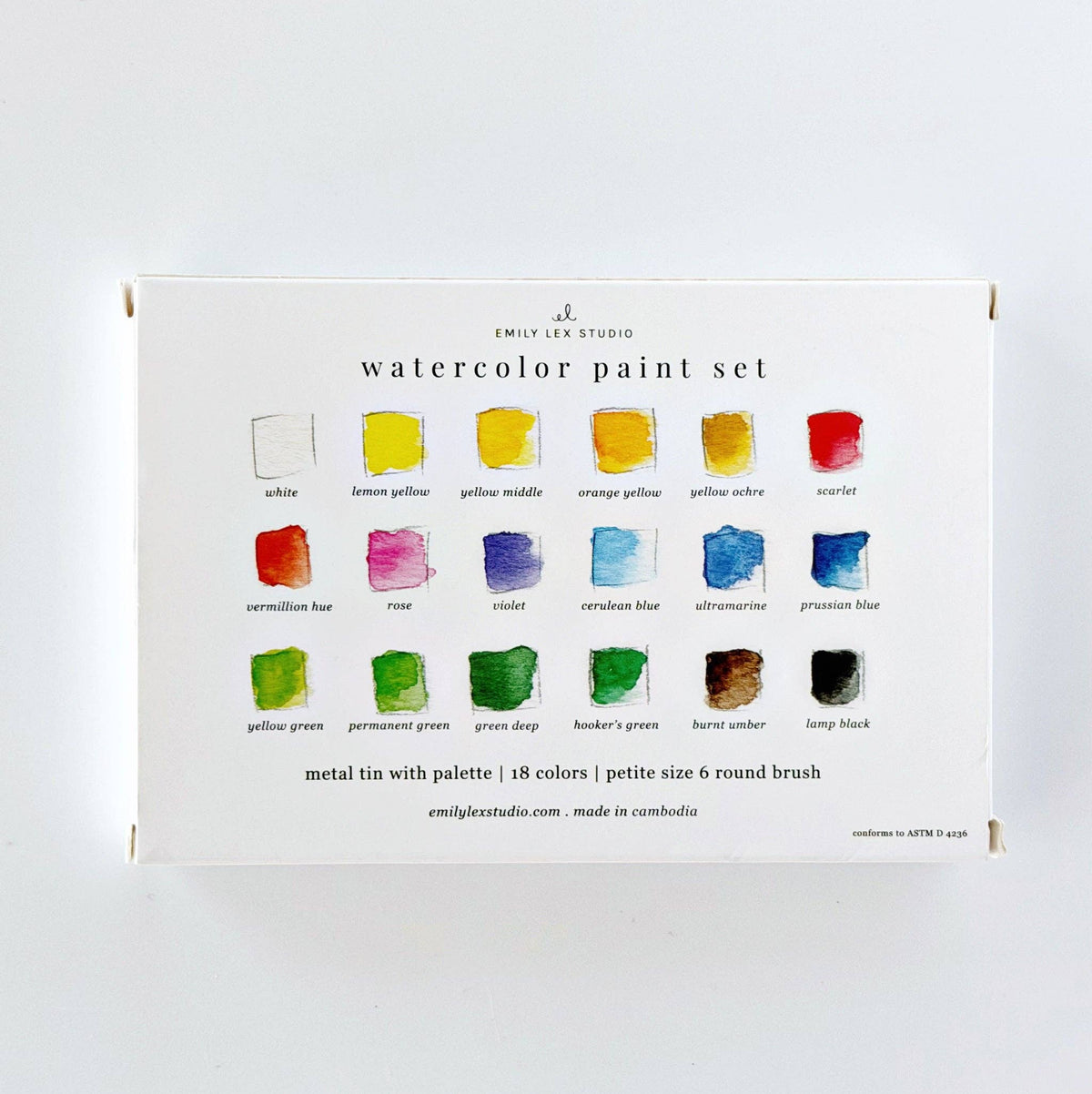 Watercolor Paint Set With Brush - 18 Colors