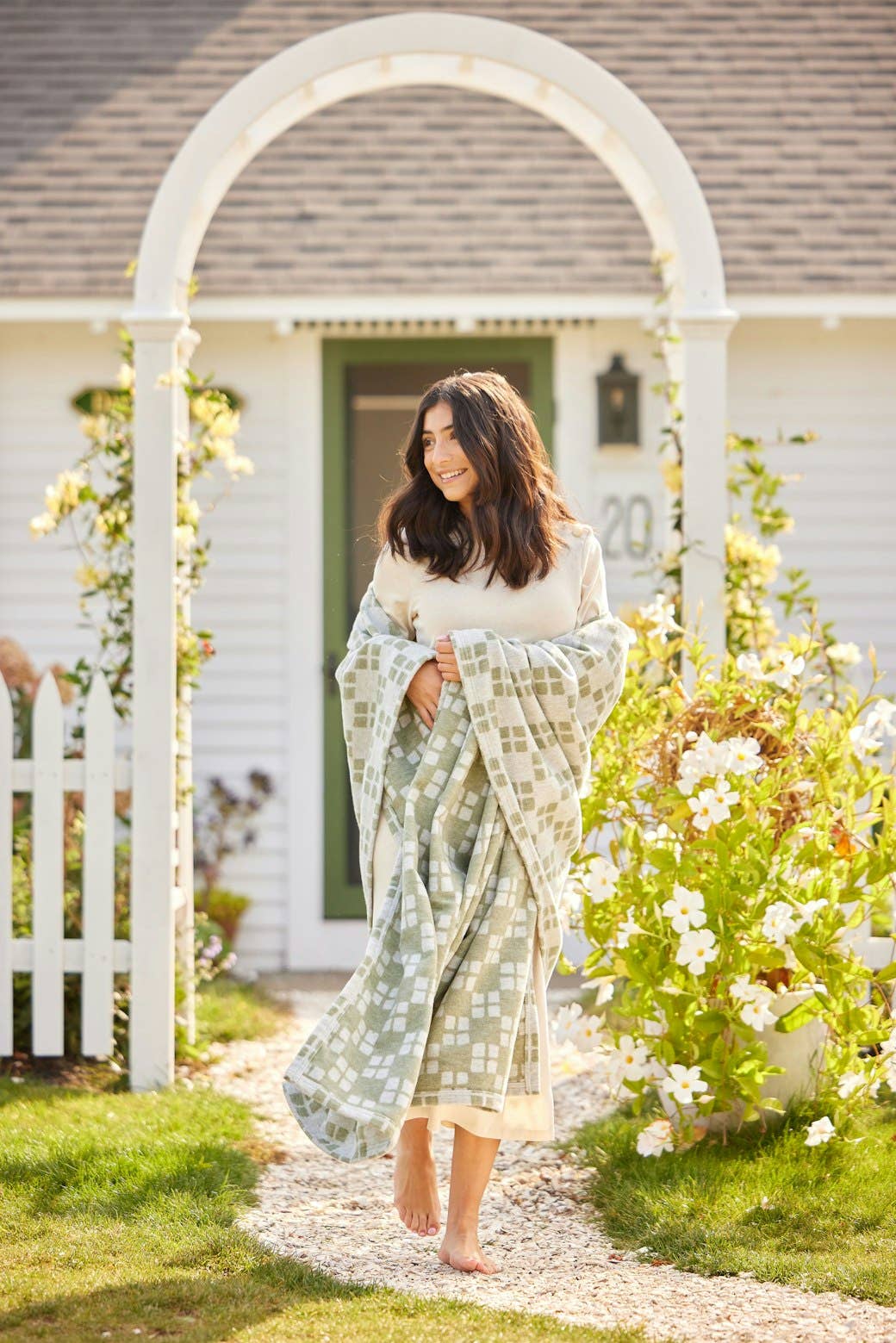 The Lightweight Blanket - Sage Checkers