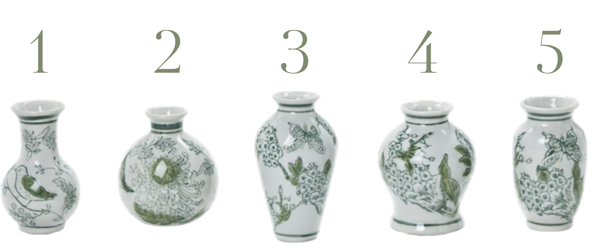 Hand-Painted Mini Green and White Chinoiserie Vase