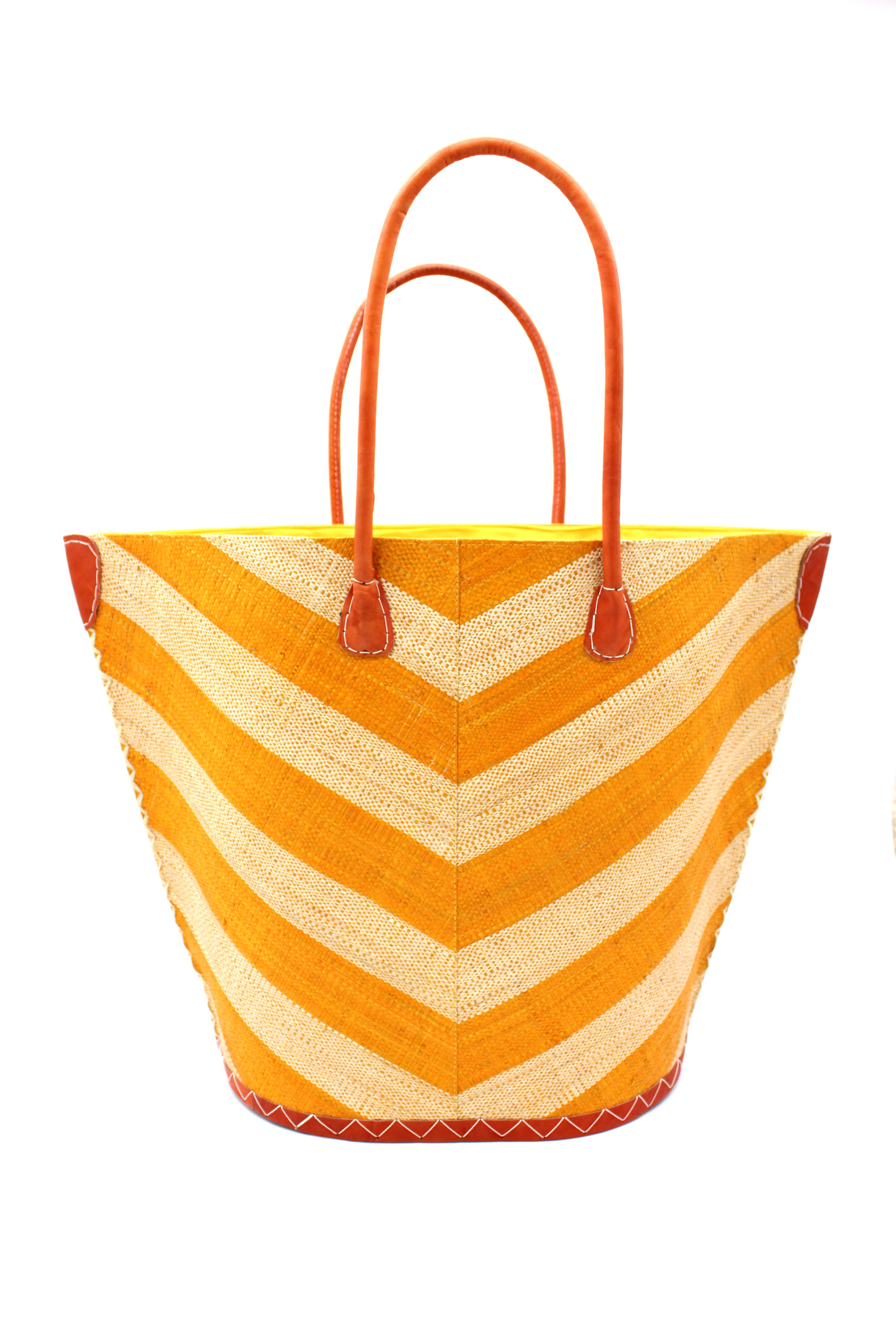 Santa Cruz Wide Stripe Chevron Large Straw Tote Bag