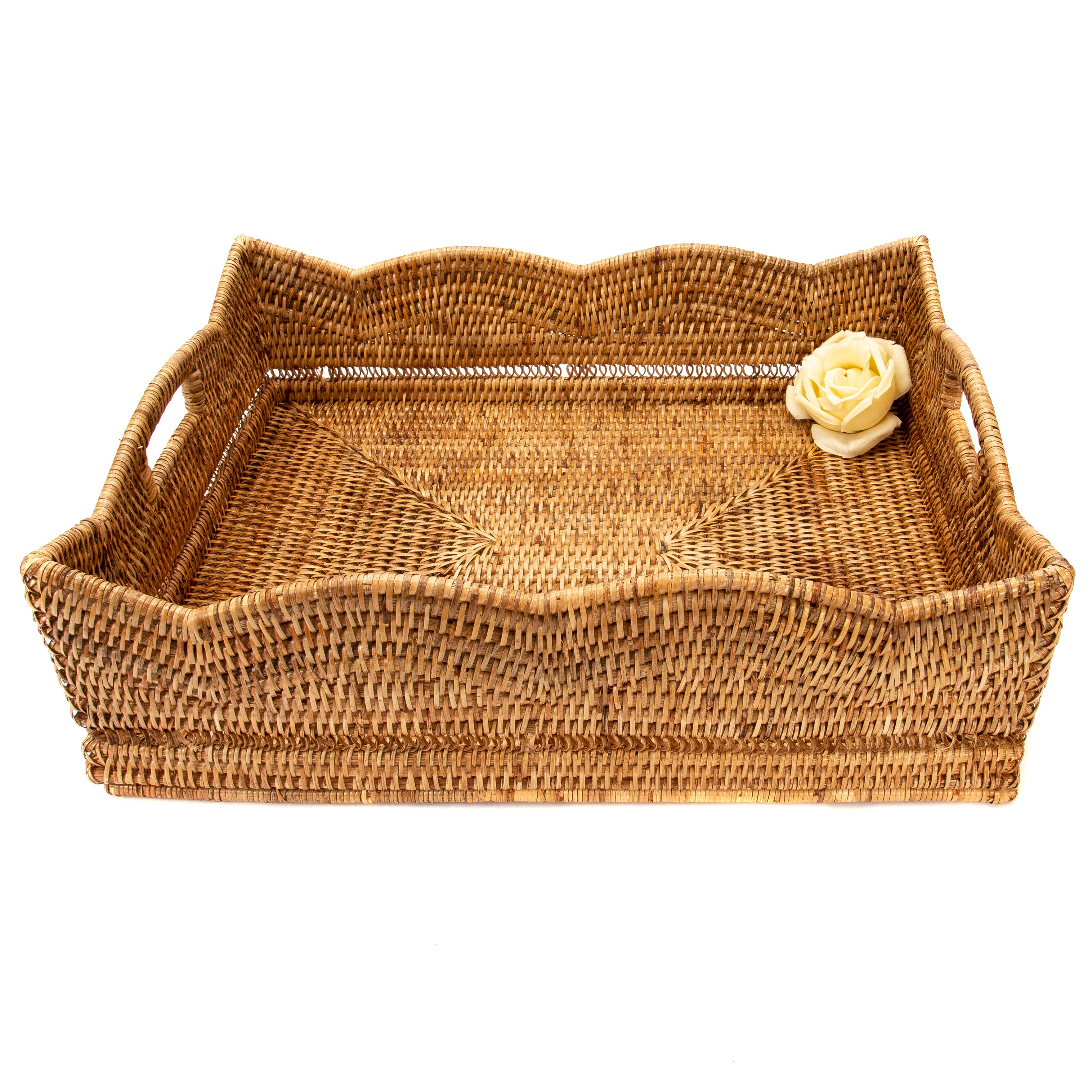 Artifacts Rattan Scallop Collection Rectangular Basket