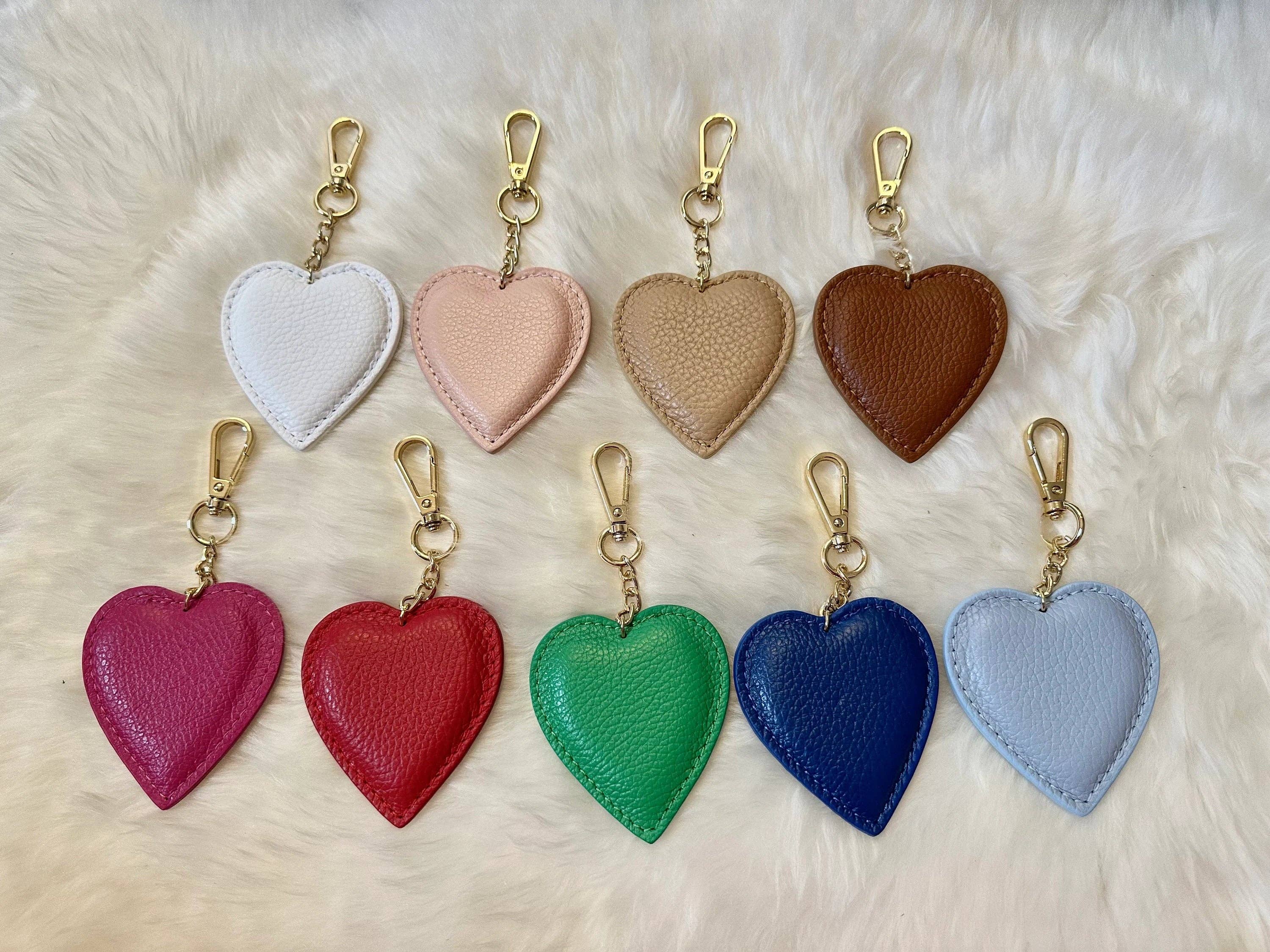 Genuine leather heart keychain