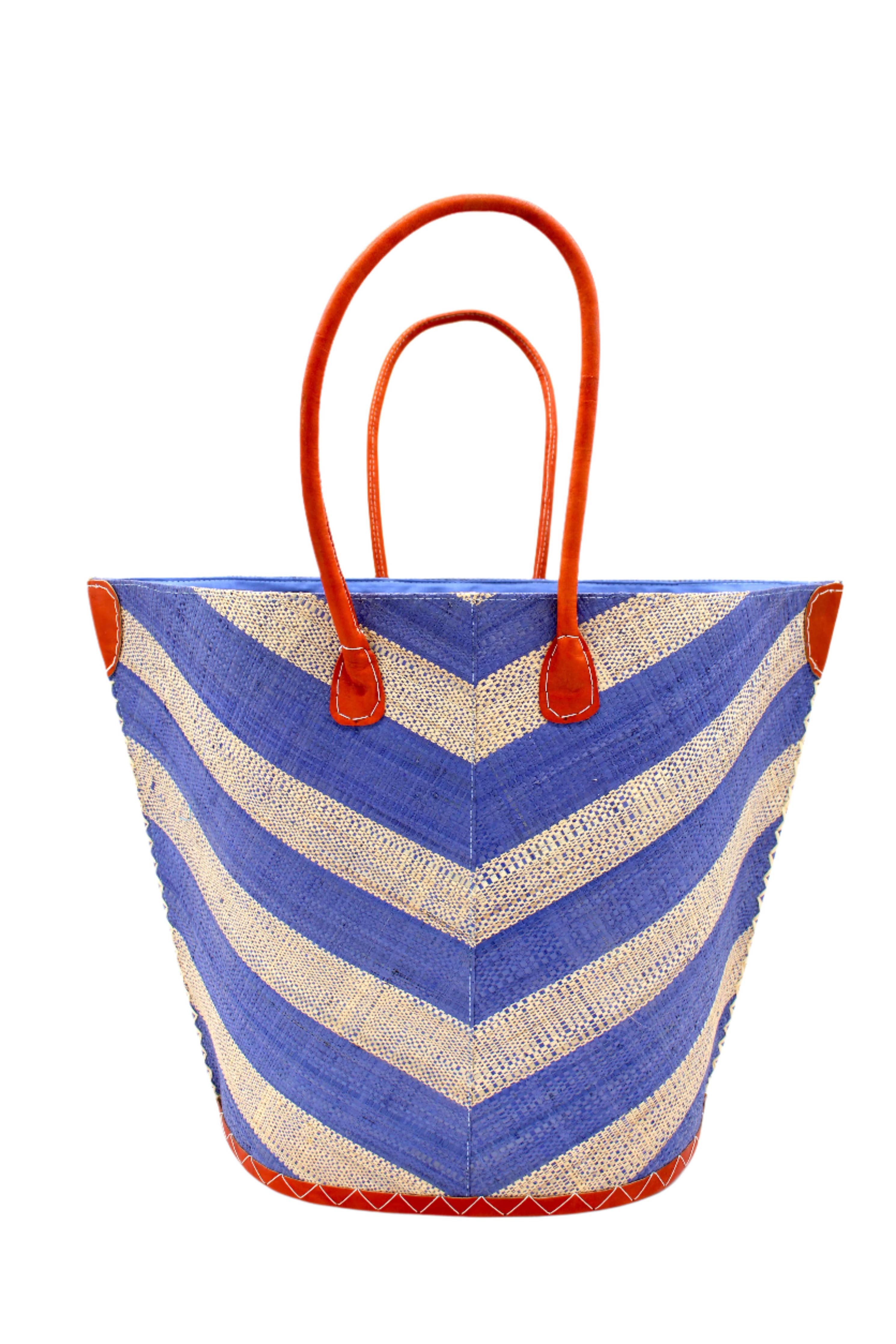 Santa Cruz Wide Stripe Chevron Large Straw Tote Bag