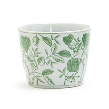 Green Hand-Painted Porcelain Cachepot