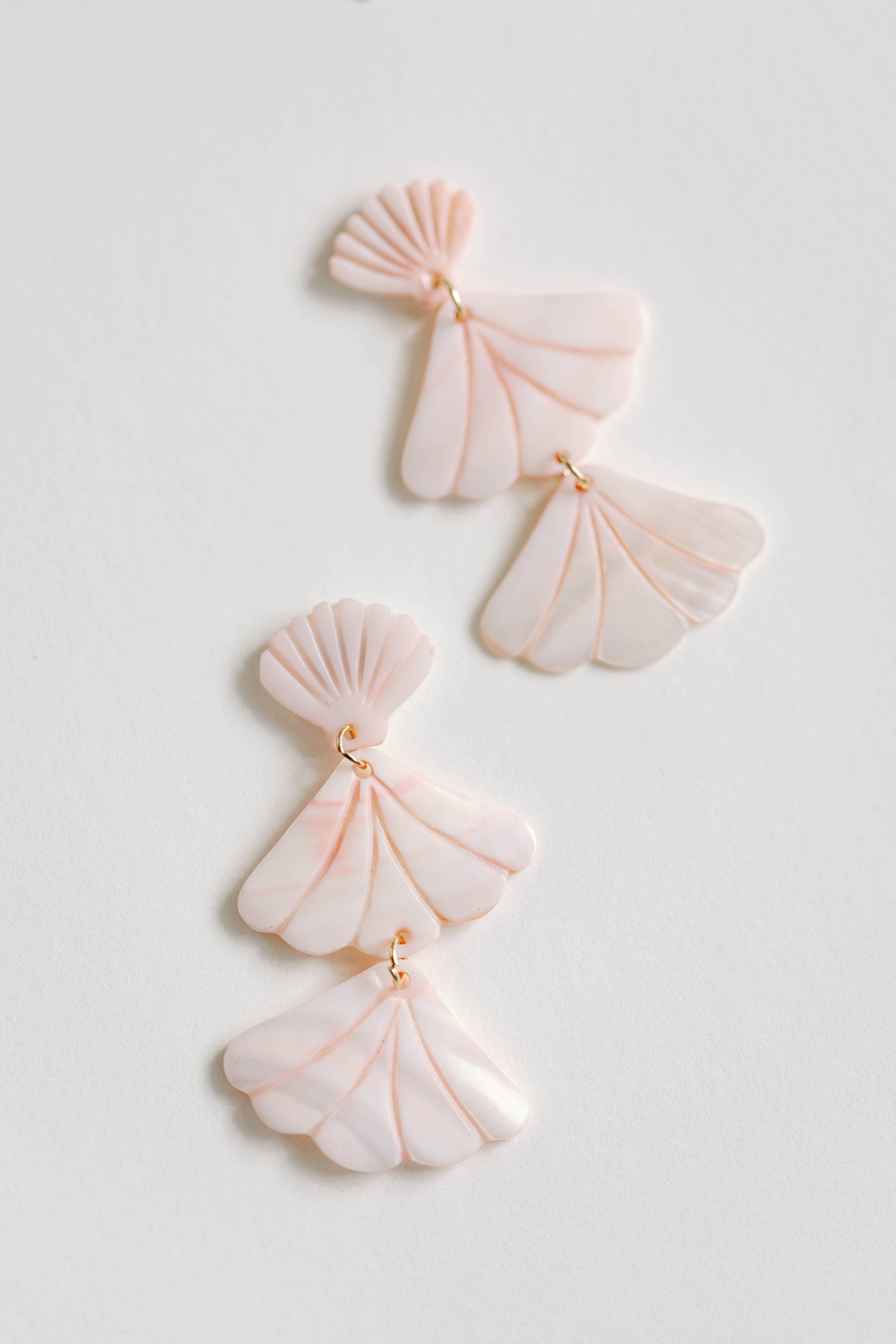 Pink Mermaid Shell Statement Drop Earrings