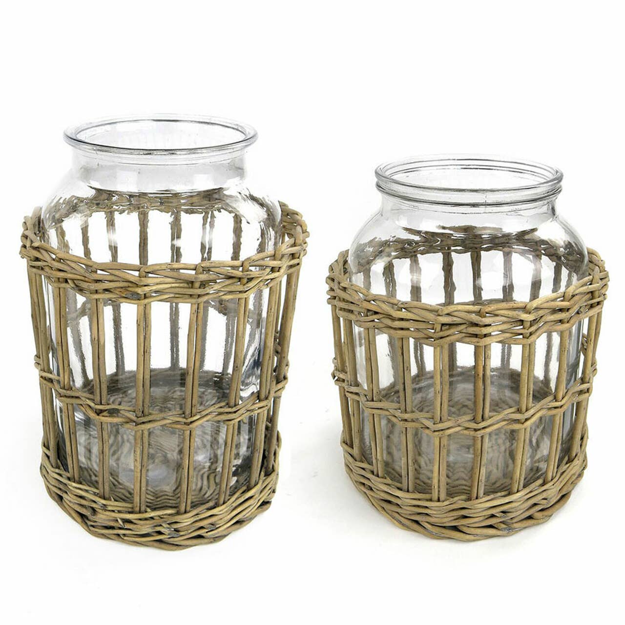 Glass and Woven Willow Canister