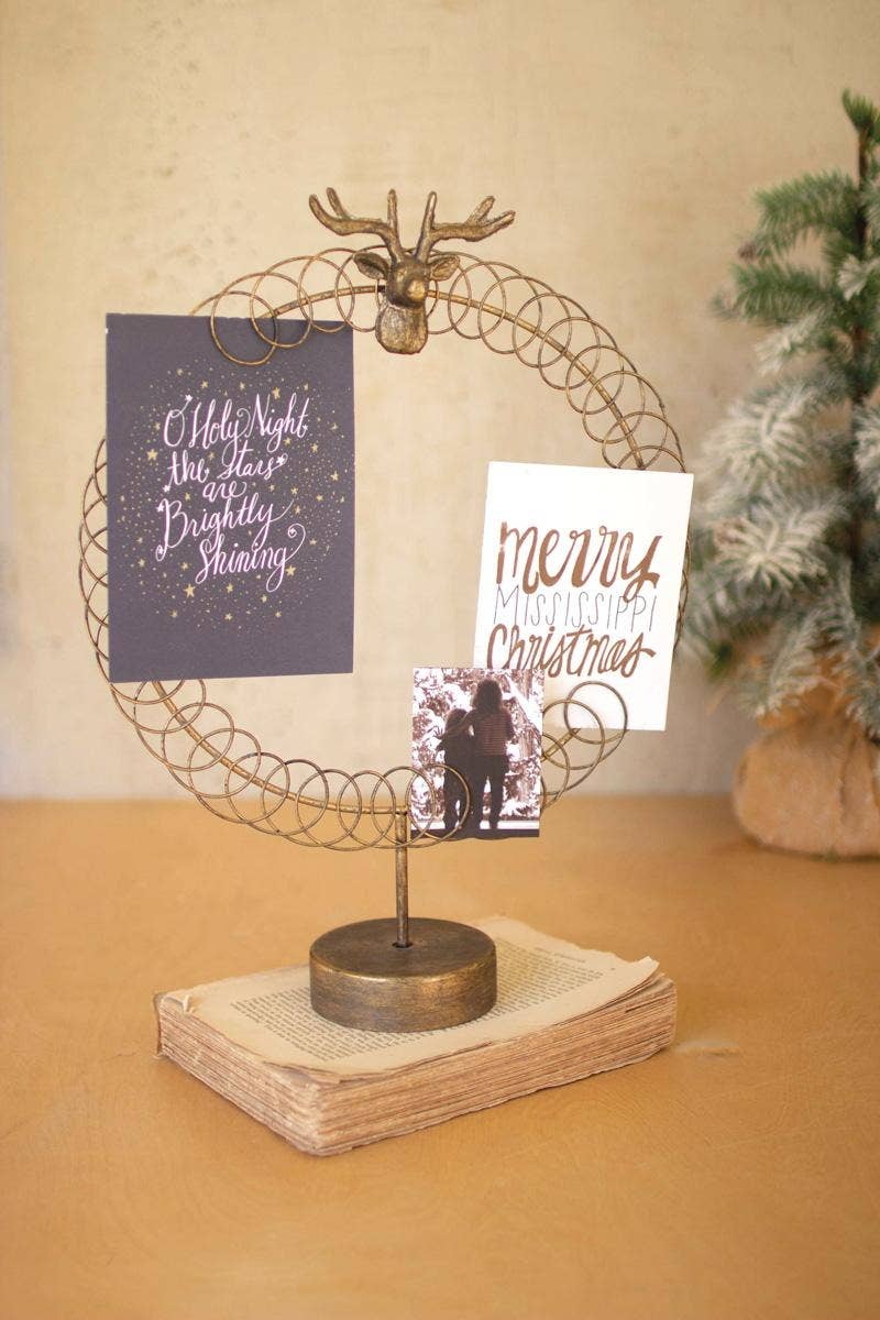 Round Wire Christmas Card Holder w/ Stand