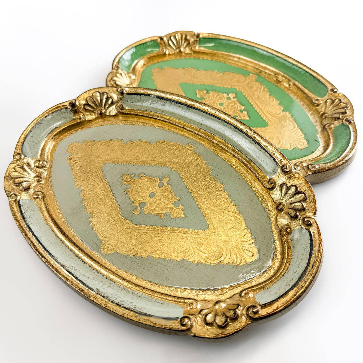 Florentine Carved Wood Oval Mini Tray, Made in Italy