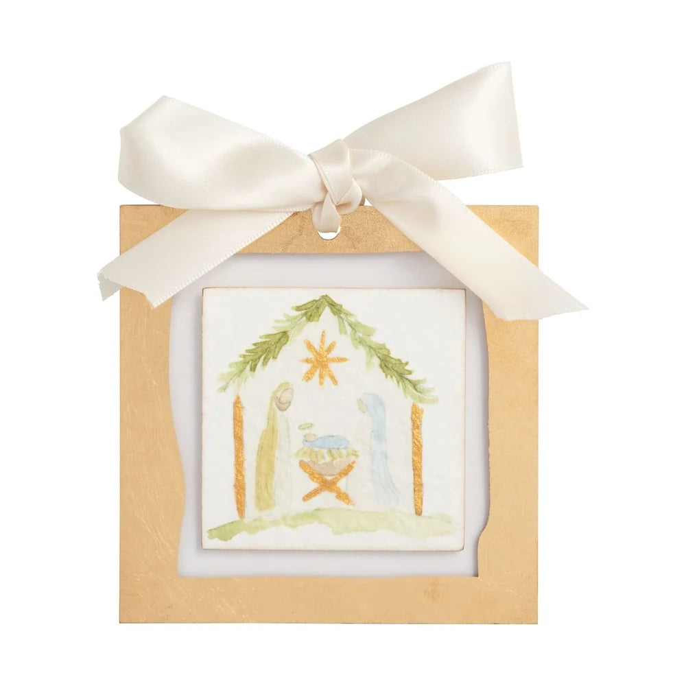 Nativity Gold Painted Acrylic Ornament