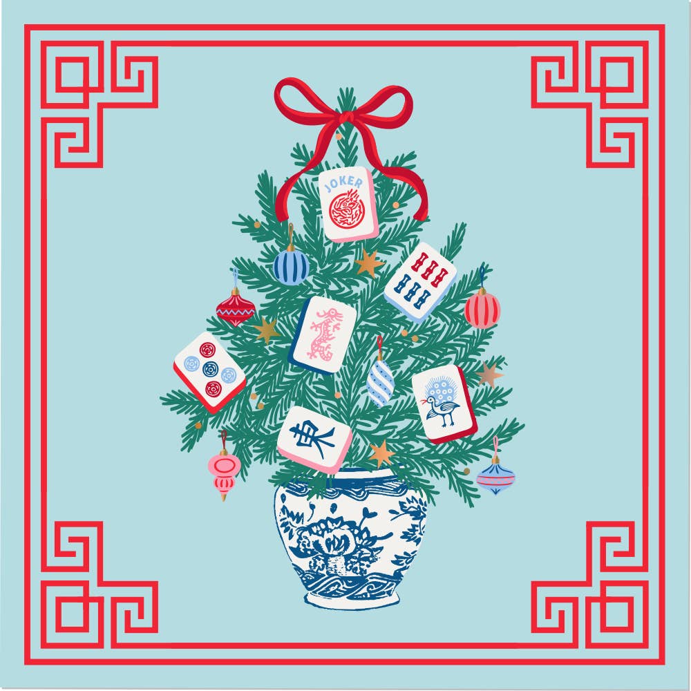 Mahjong Holiday Cocktail Napkins | Mahj Topiary