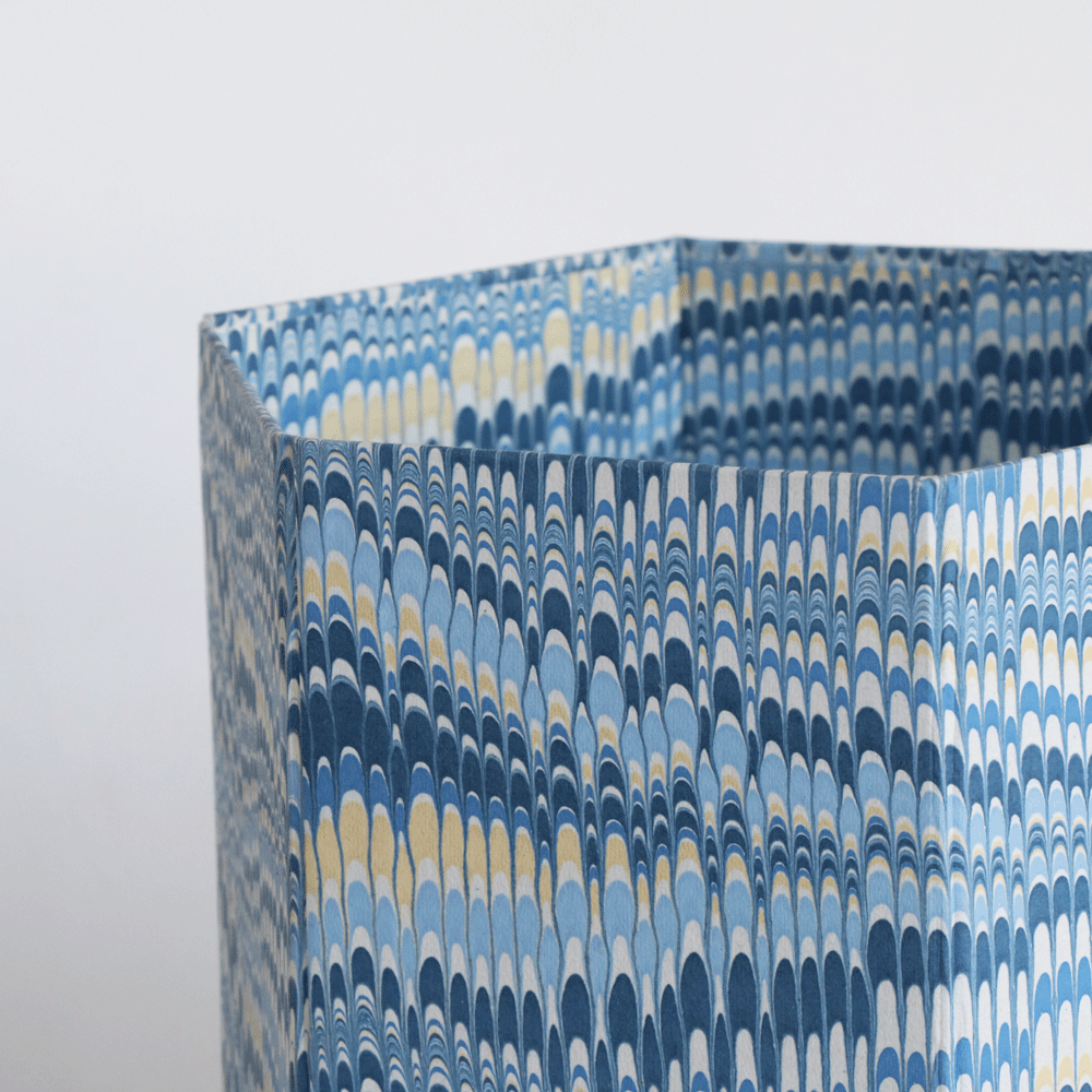 MARBLED HEXAGON COLLAPSIBLE BASKET- INDIGO