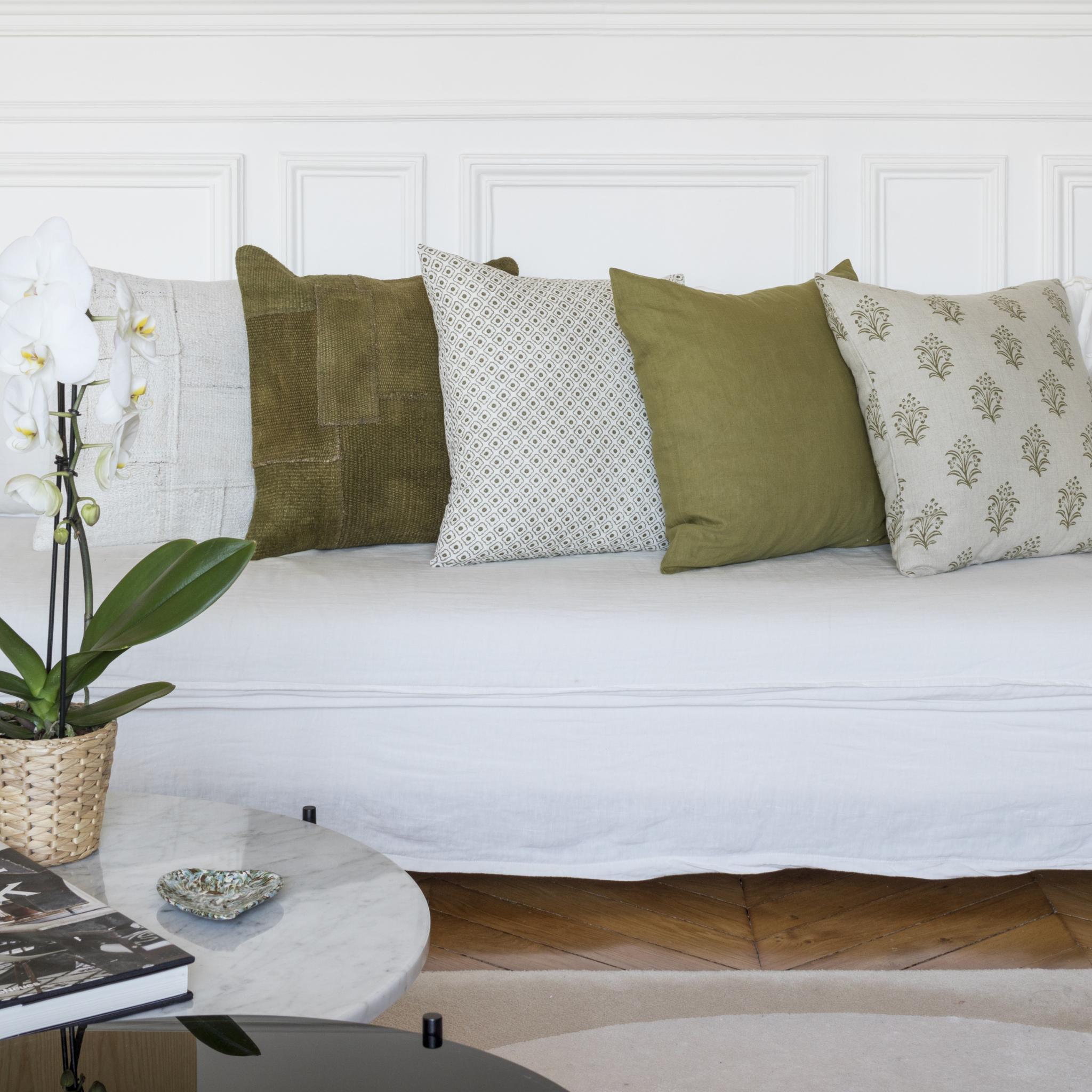 Solid Hand Dyed Throw Pillow Cover, Olive