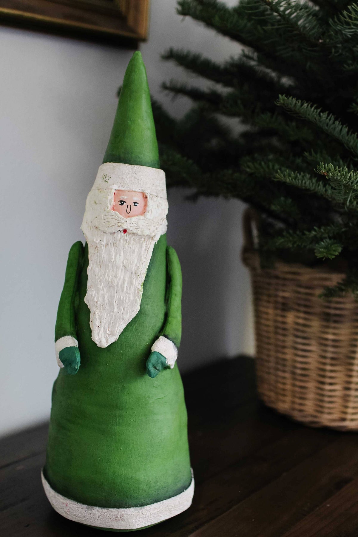 18" Canvas Cone Santa (Green)