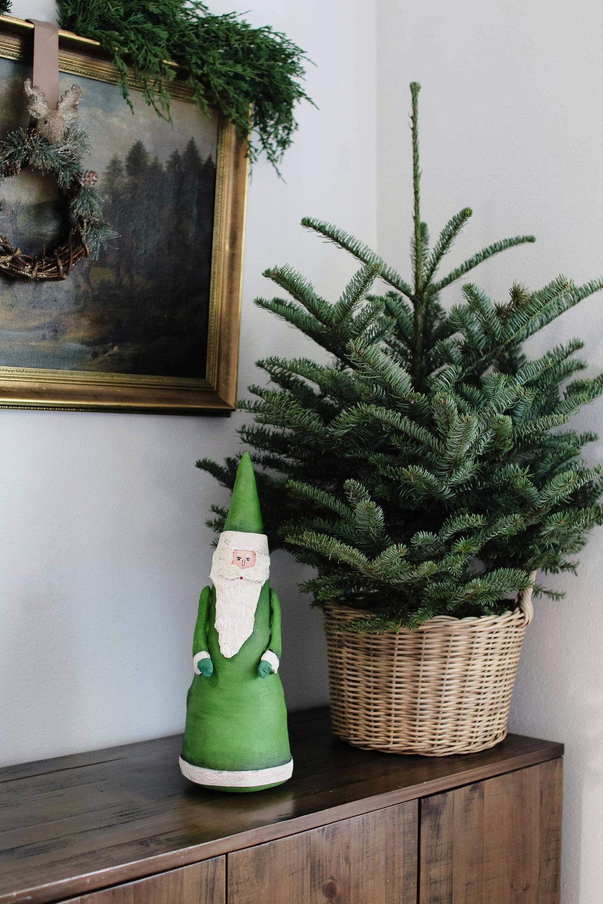 18" Canvas Cone Santa (Green)