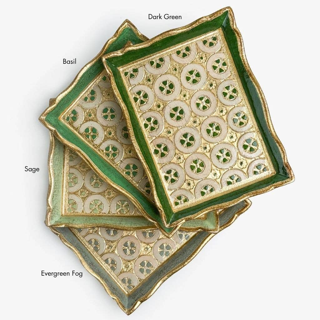 Florentine Carved Wood Rectangle Tessellated Mini Tray