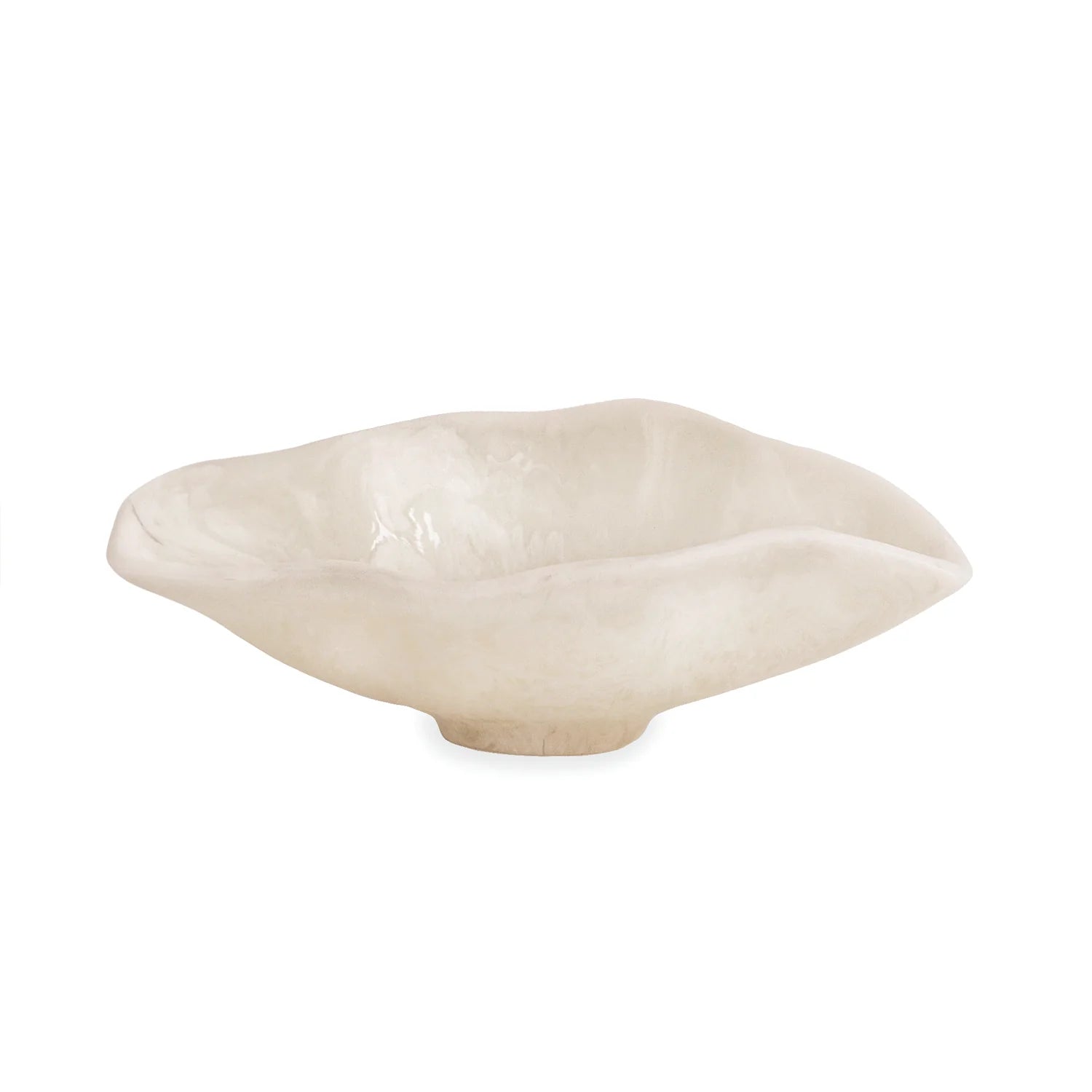 RESIN Alabaster Small Oval Bowl White Swirl
