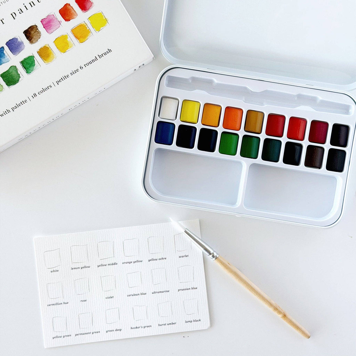 Watercolor Paint Set With Brush - 18 Colors