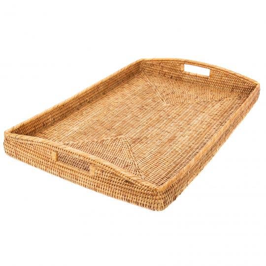 Artifacts Rattan™ Rectangular Ottoman Tray with High Handles
